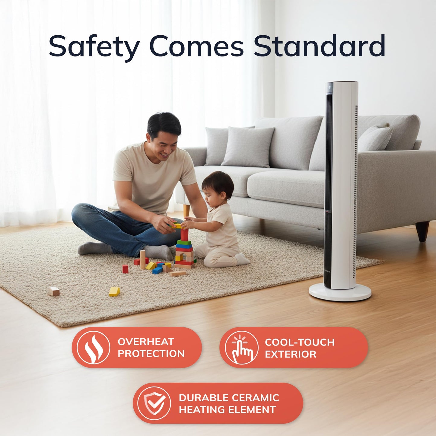 Lasko Oscillating All Season Tower Fan and Space Heater in One for Home with Adjustable Thermostat, Overheat Protection, 4 Fan Speeds, 3 Heat Settings