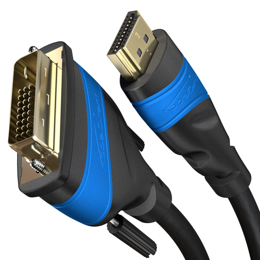 HDMI DVI Adapter Cable with A.I.S. Signal-Interference Protection - 6ft (bi-Directional DVI-D 24+1/HDMI Monitor Cable, PC/Laptop to Monitor/TV, Full