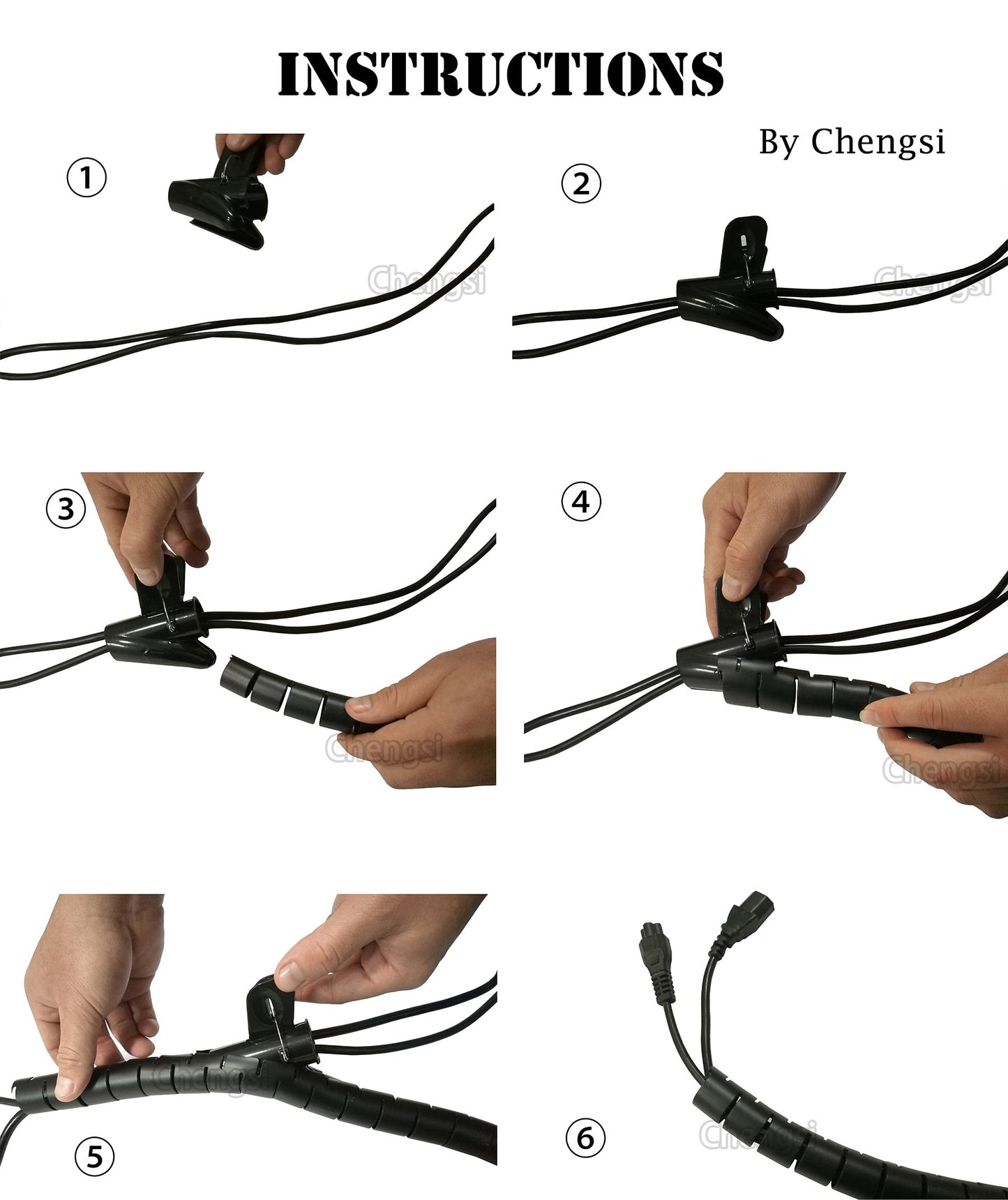 Chengsi Cable Sleeve Organizer 10FT Coiled Tube Sleeve Cable Management Sleeve for Home Office PC TV Black