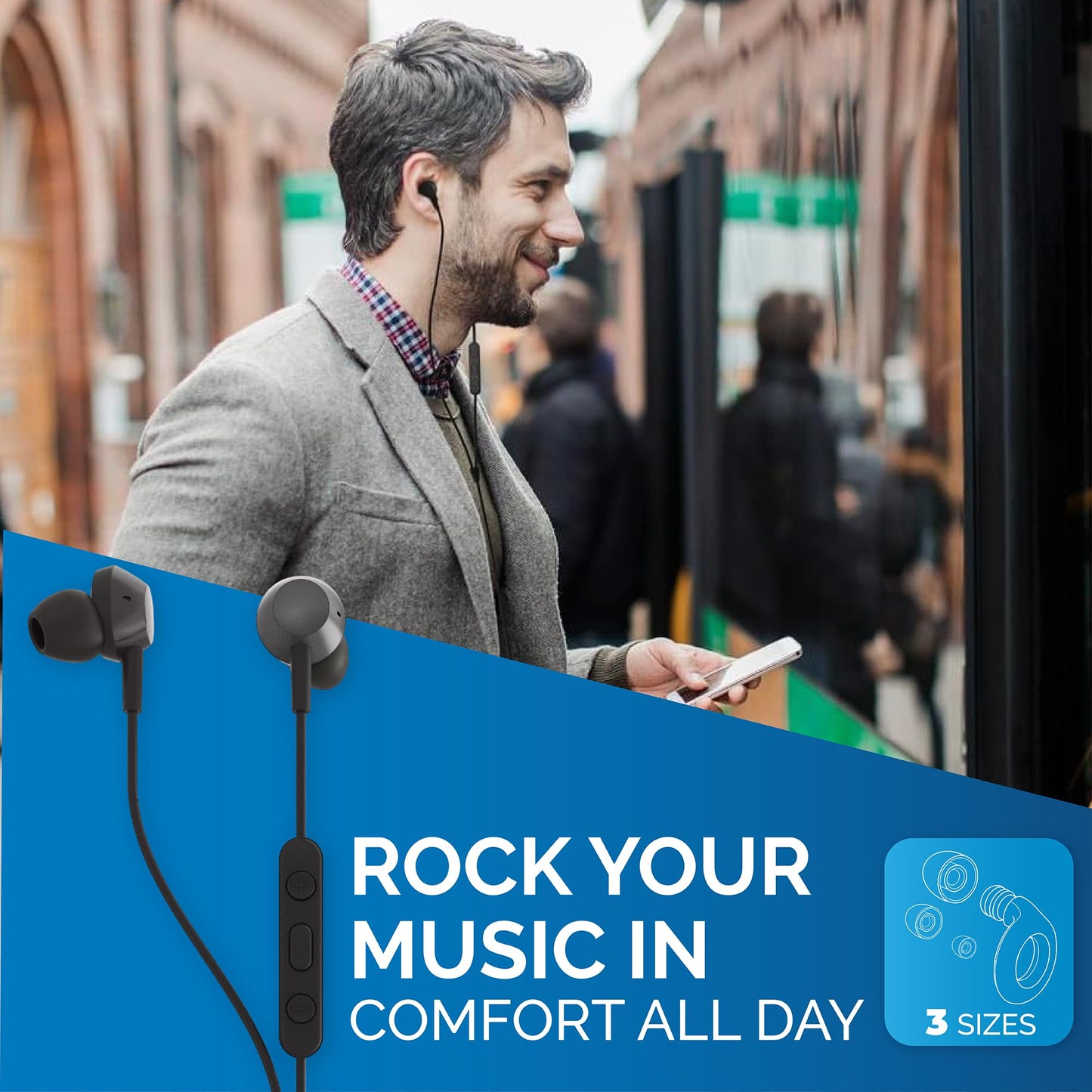 Philips Wired Earbuds USB C with Microphone, in Ear Type C Headphones with mic, Powerful Bass, Lightweight, USB-C Wired Earphones, 3-Button in-line