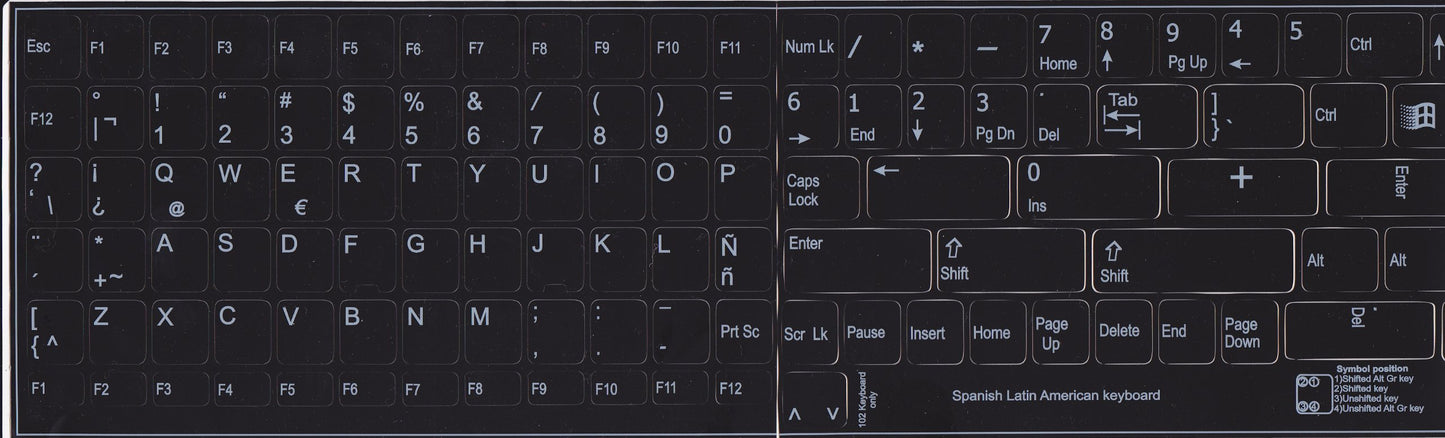 Spanish Latin American Replacement Keyboard Sticker for Computer Laptop PC Desktop Non Transparent Black