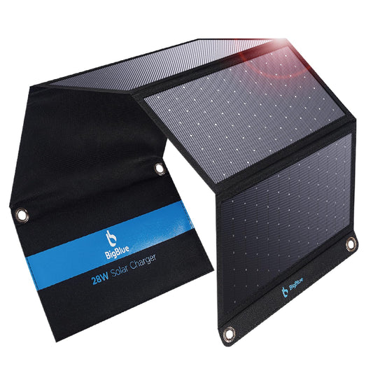 BigBlue 28W Solar Panel Charger with Dual USB-C and USB-A, Portable Solar Phone Charger for Camping, Hiking, Backpacking, Emergency Solar Charger