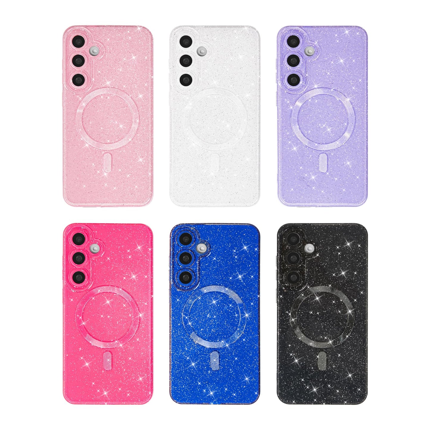 Svanove Glitter Case for Samsung Galaxy S22 Ultra Phone Case Magnetic Compatible with Magsafe, Sparkly Bling Sparkle Girly Cute Cases for Women