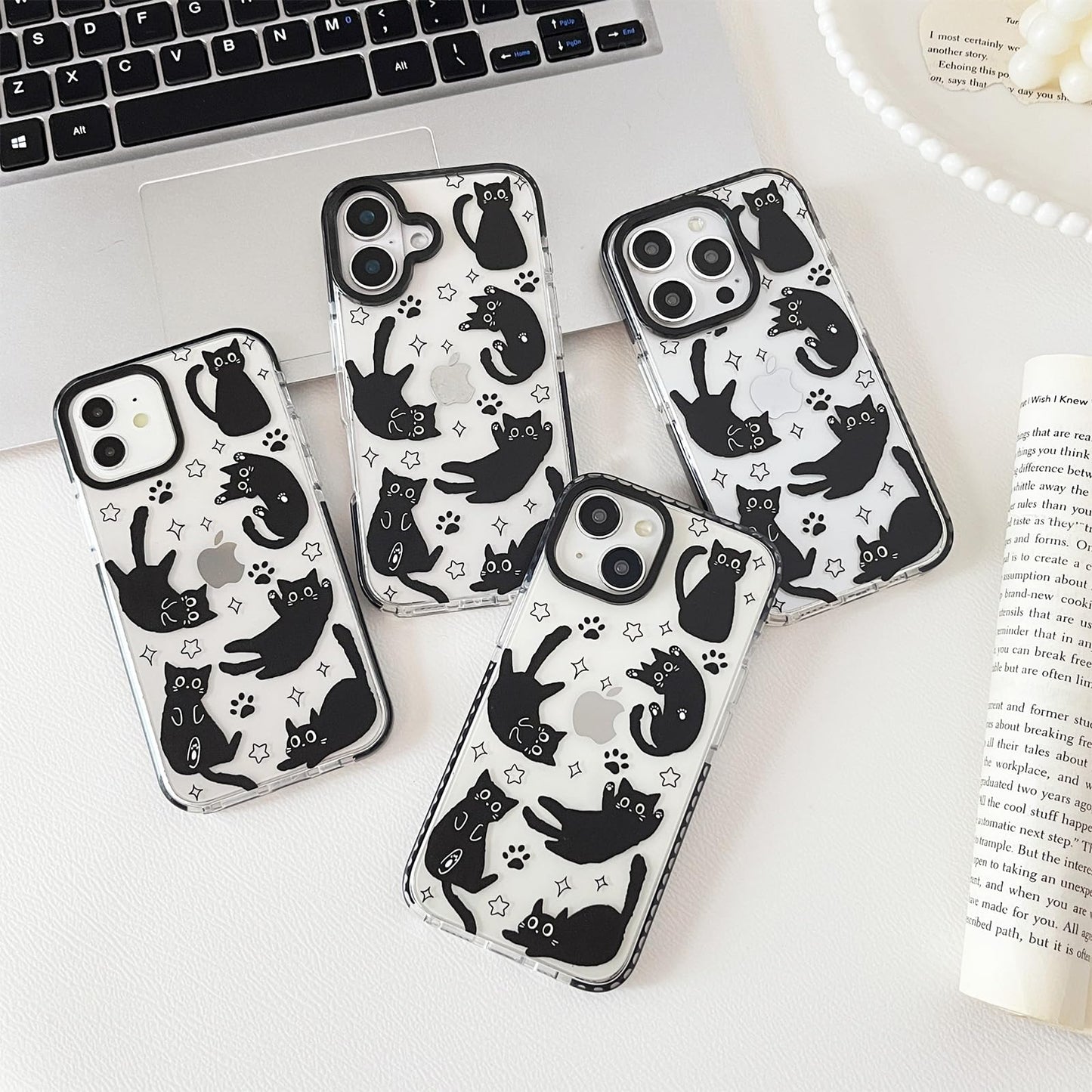 branple Compatible with iPhone 11 Case,Clear Cute Black Cat Pattern with Shockproof Slim Soft TPU Protective Phone Case for Women Designed for iPhone
