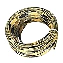 Bettomshin 1Pc 32.8Ft(10m) Cable Management Sleeve, 1/2"(12mm) Width PET Black & Yellow Cord Protector, Wire Loom Tube Insulated Split Sleeving