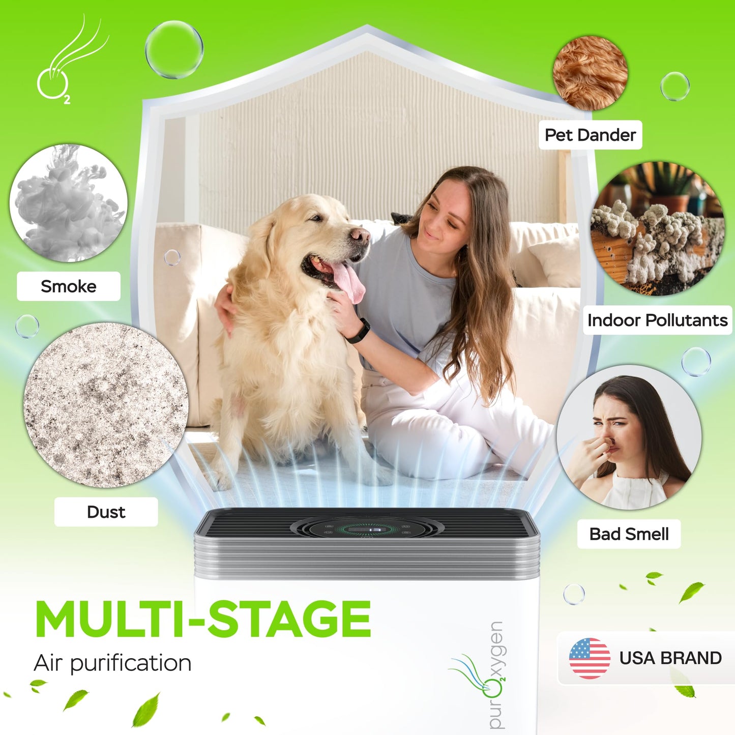 PURO²XYGEN Smart Air Purifiers For Home - Large Room Up to 2700 Sq Ft, H13