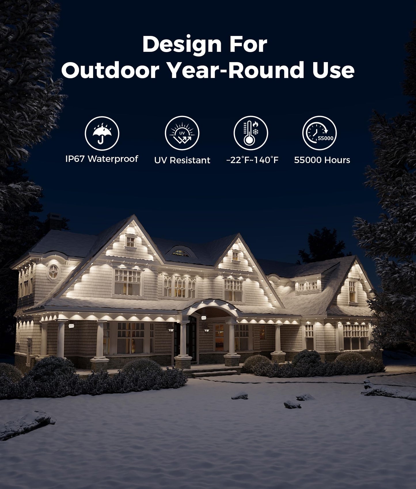 DeckTok Permanent Outdoor Lights, 100ft RGB & 60pcs LED Lights, 79 Scene Modes with Timer for Smart Outdoor Decorations, IP67 Waterproof Works