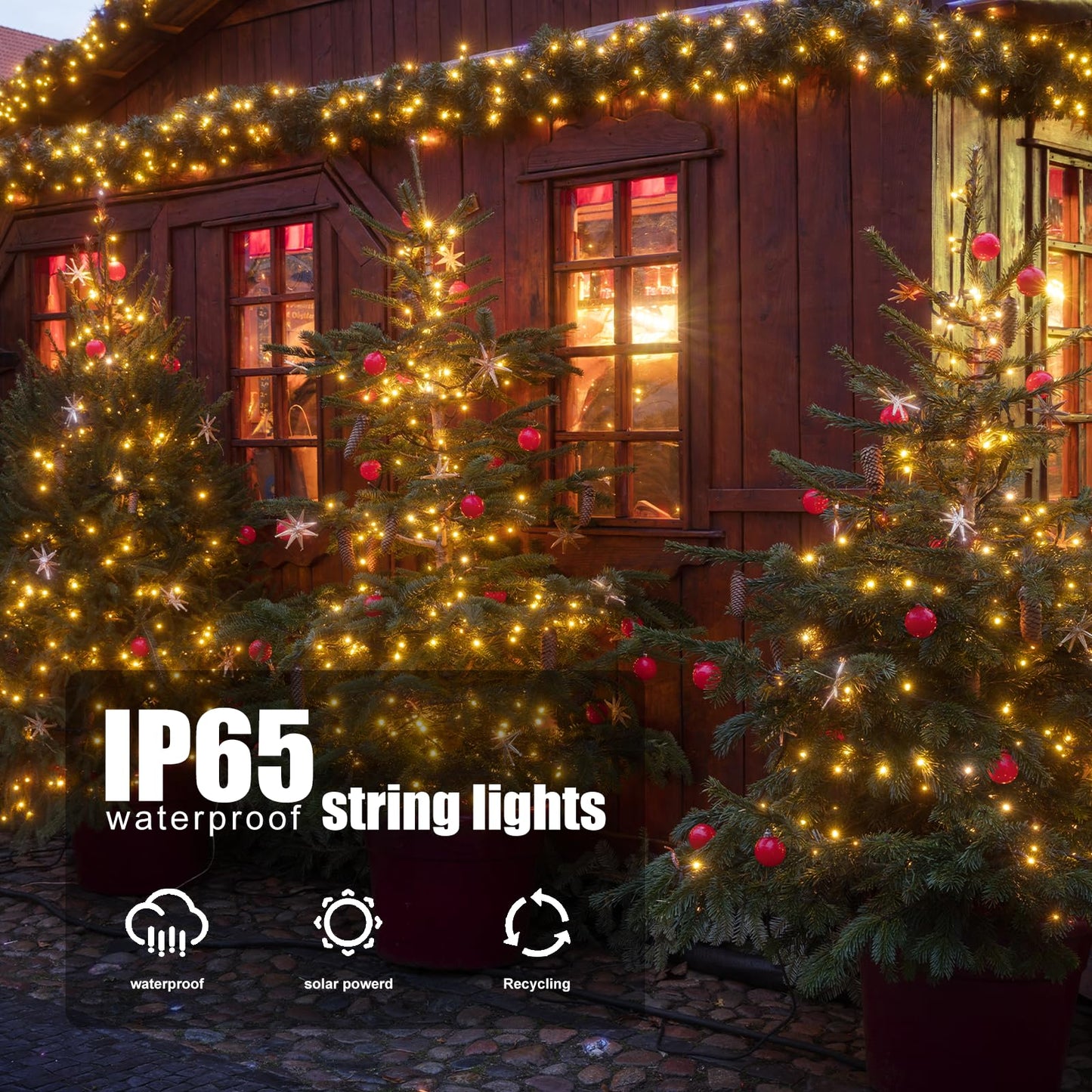 Selarlyt 2 Pack Solar String Lights Outdoor Waterproof, 72FT 200 LED Solar String Lights with 8 Lighting Modes, IP65 Waterproof Solar Lights Outdoor