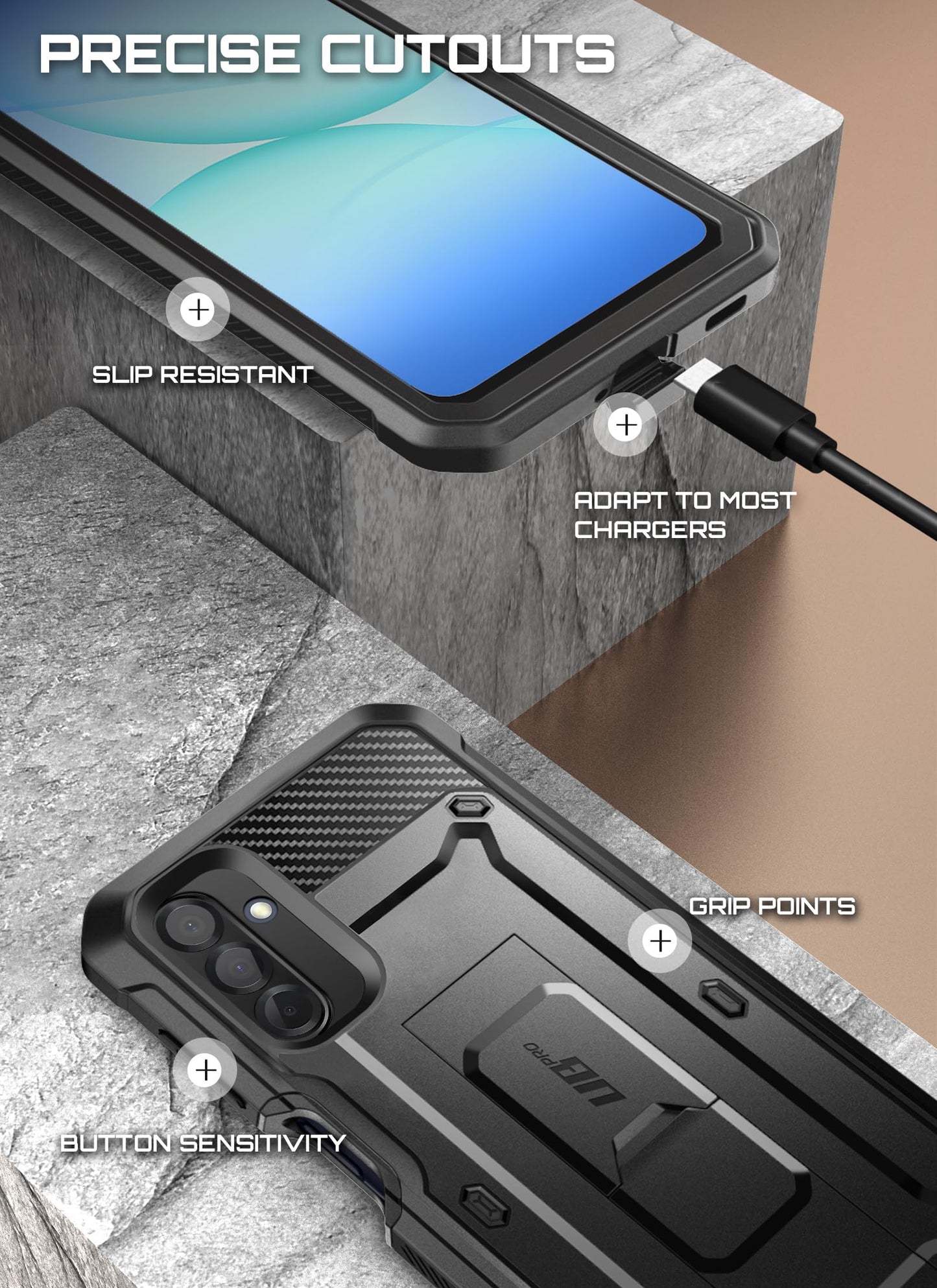 SUPCASE for Samsung Galaxy A17 5G Case Unicorn Beetle Pro, Military-Grade Drop Protection, Built-in Screen Protector, Kickstand Ring Holder, Rotatable