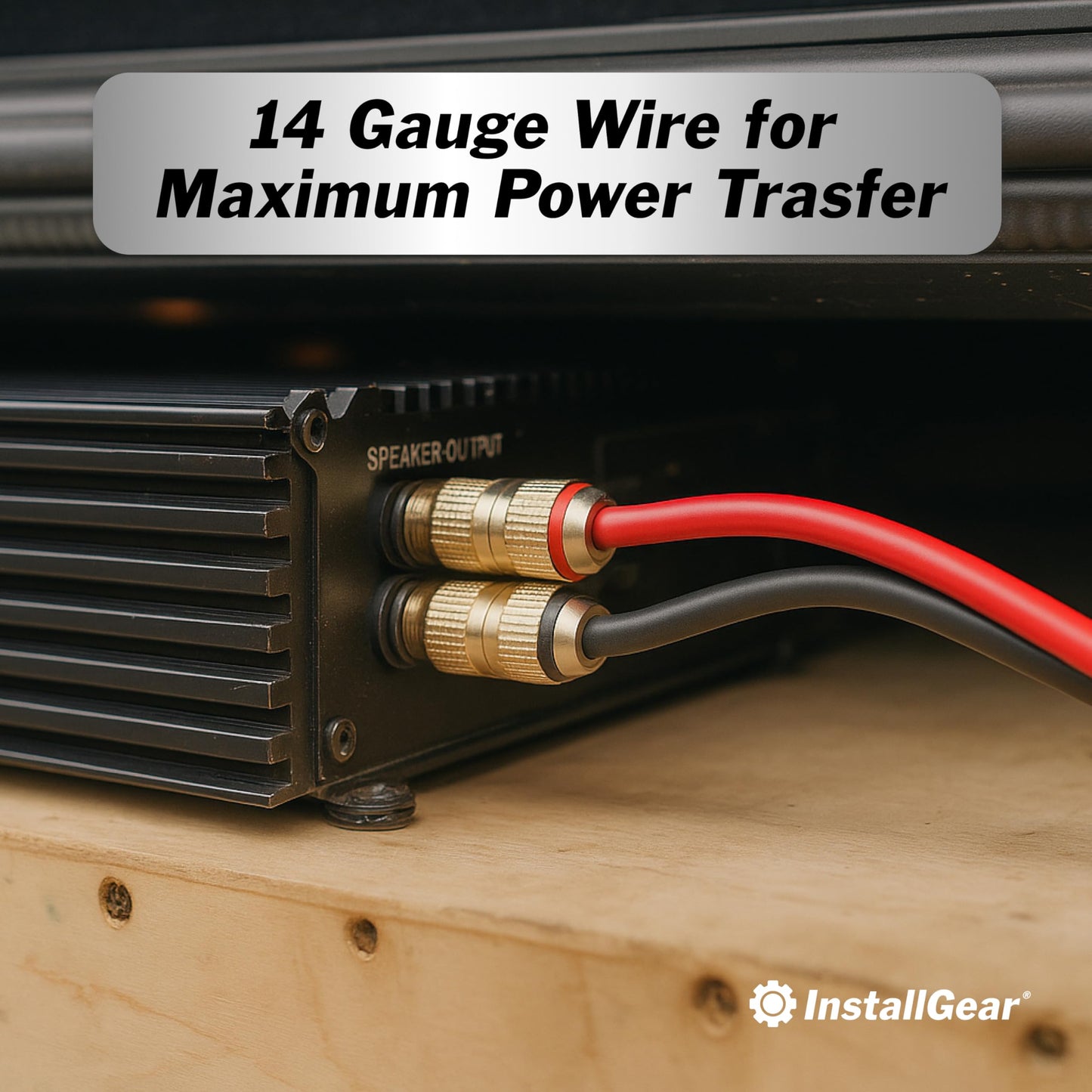 InstallGear 14 Gauge Speaker Wire - 100 Ft Copper Clad Aluminum Speaker Cable with 12 Banana Plugs for Easy Installation - Flexible PVC Jacket
