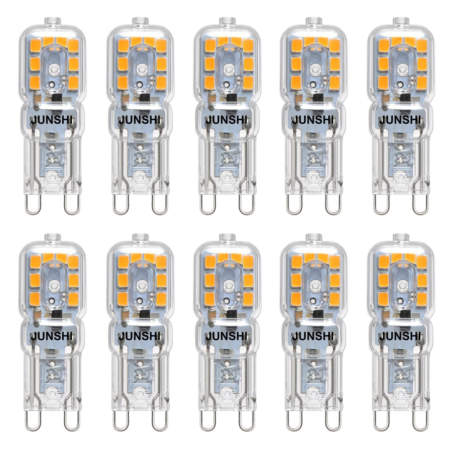 JUNSHI G9 LED Bulb 2.5W,25W G9 Halogen Bulbs Equivalent,3000K Warm White,AC110-130V T4 Chandelier Light Bulbs G9 Bi Pin Base, AC