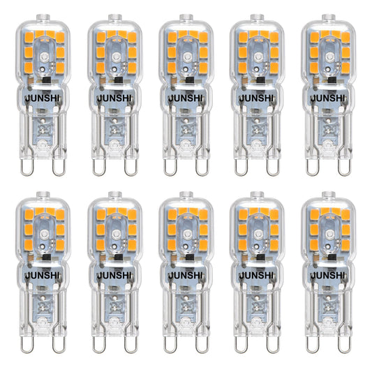 JUNSHI G9 LED Bulb 2.5W,25W G9 Halogen Bulbs Equivalent,3000K Warm White,AC110-130V T4 Chandelier Light Bulbs G9 Bi Pin Base, AC