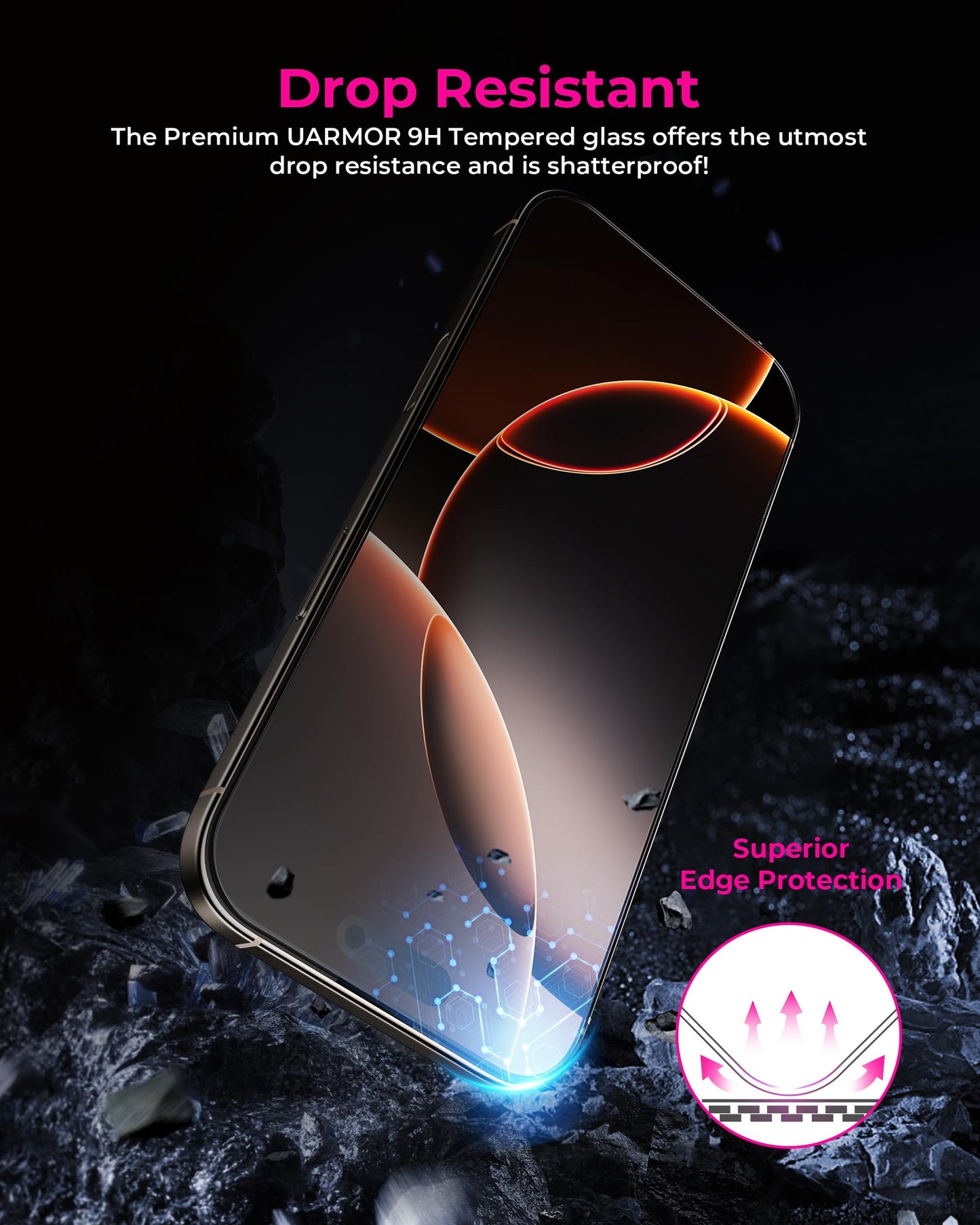 Upcommon UARMOR Clear Screen Protector for iPhone 16 Pro [6.3 Inch] Double Strength 9H Tempered Glass with Easy Installation Kit, Anti-Scratch, Case