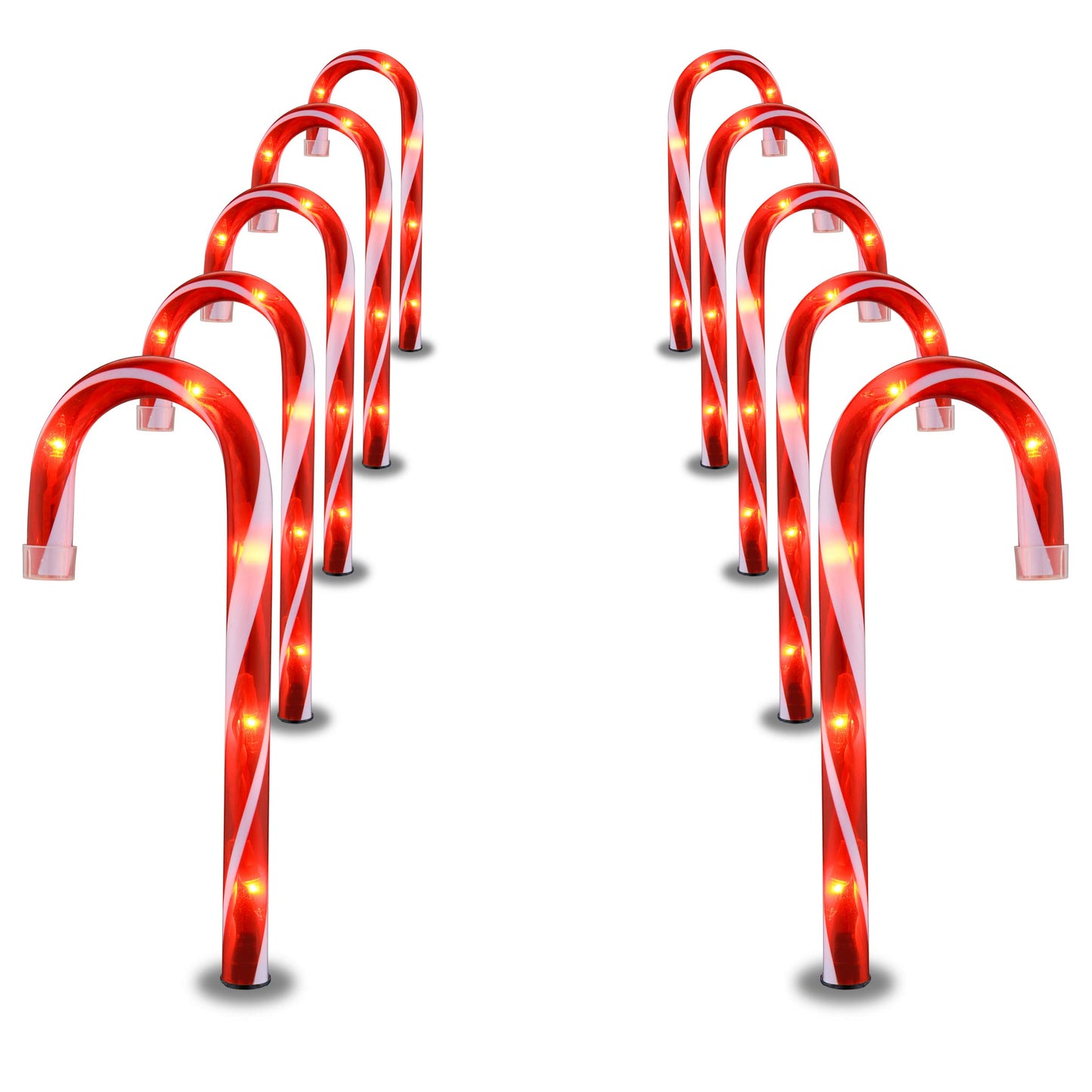 Candy Cane Lights - 10 Pack Candy Cane Pathway Lights, 10" Christmas Candy Cane Light Red, Outdoor Candy Cane Christmas Decor for Walkway, Driveway