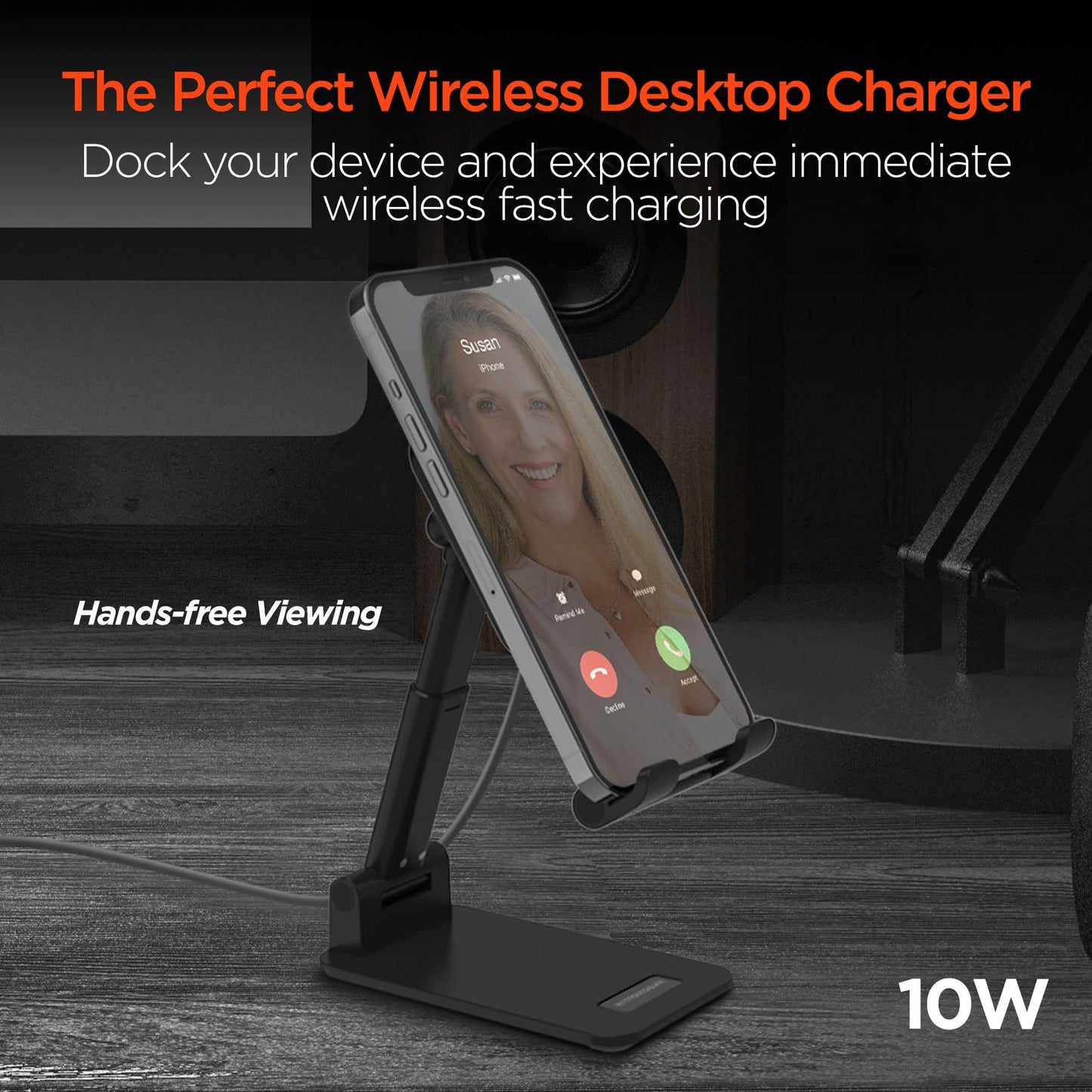 Fast Wireless Charger - HyperGear Cell Phone Charging Stand w/LED Power Indicator [Charges On Contact] Portable & Universal Compatibility for iPhone