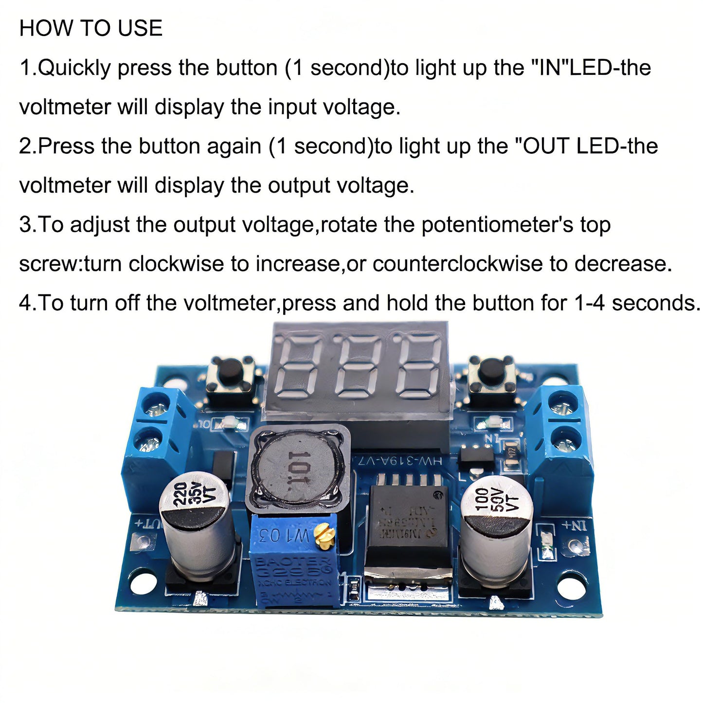 2PCS LM2596 Blue Board Double Button 2PACK LM2596 Step Down Buck Converter Adjustable Voltage Regulator DC 4-40V to 1.25-37V Buck Converter with LED…