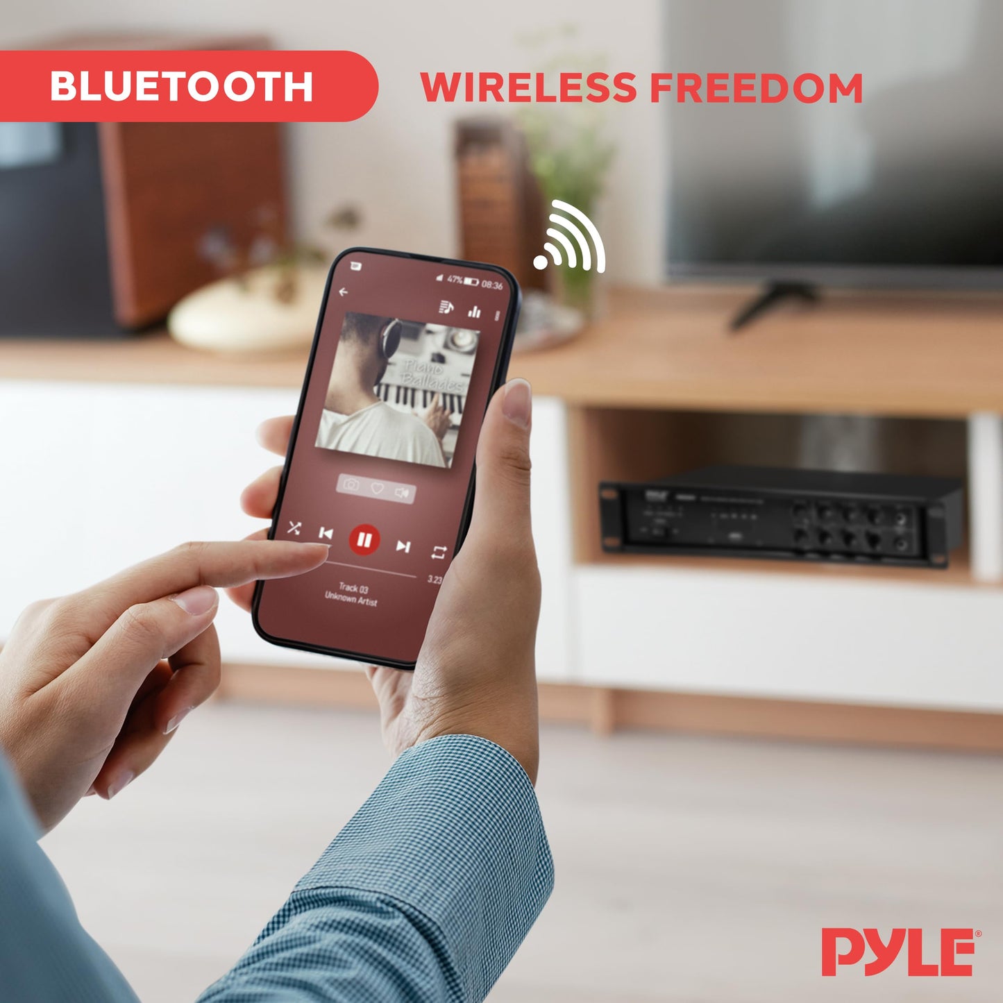 Pyle Bluetooth PA Mixing Amplifier - 500W Home Audio Rack Mount Stereo Power Amplifier, Digital LED Display, USB/AUX/Mic, Optical/Coaxial, AC-3