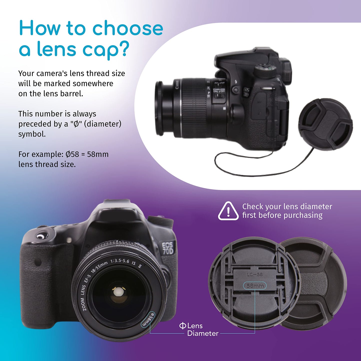 CamDesign43MM Snap-On Front Lens Cap/Cover Compatible with Canon, Nikon, Sony, Pentax, Samsung, Panasonic, Fujifilm, Olympus All DSLR Lenses