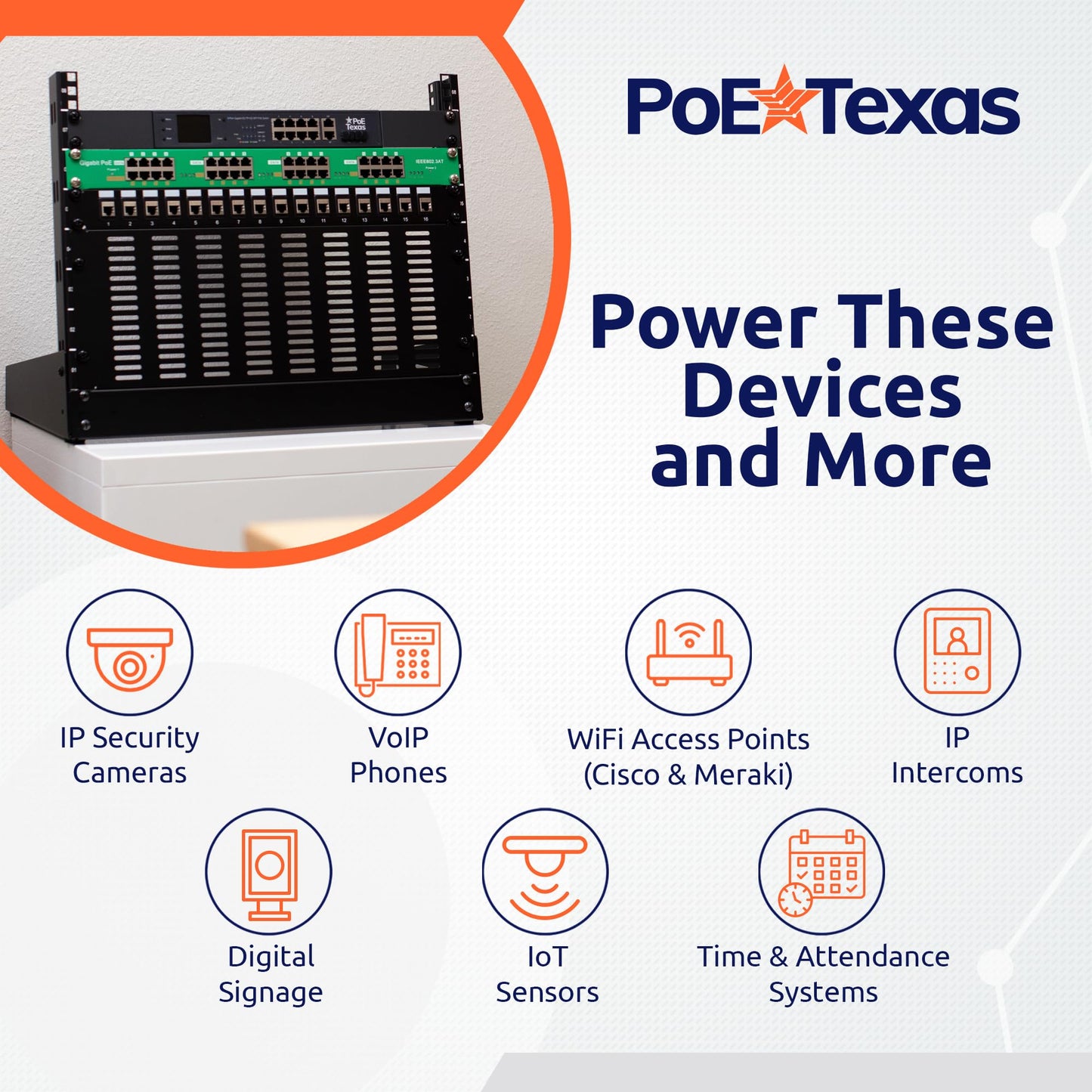 PoE Texas 16 Port PoE/PoE+ Active Injector with 56V 240W Power Supplies & Rack Trays - Add Power Over Ethernet to Switch, Router - 802.3at/af