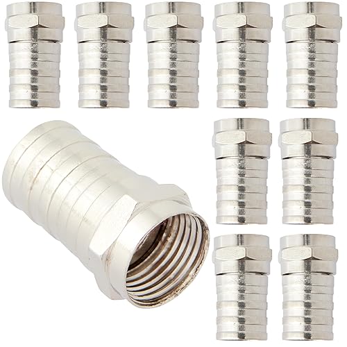 Newhouse Hardware Coaxial Cable Twist-On Connector (F-Type) - RG6 Compatible, 10-Pack