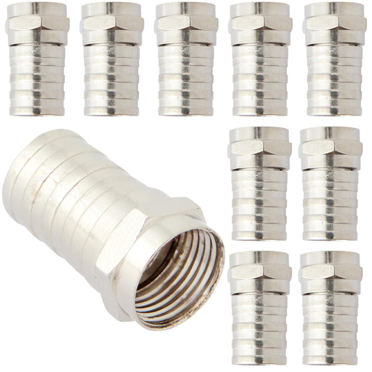 Newhouse Hardware Coaxial Cable Twist-On Connector (F-Type) - RG6 Compatible, 10-Pack