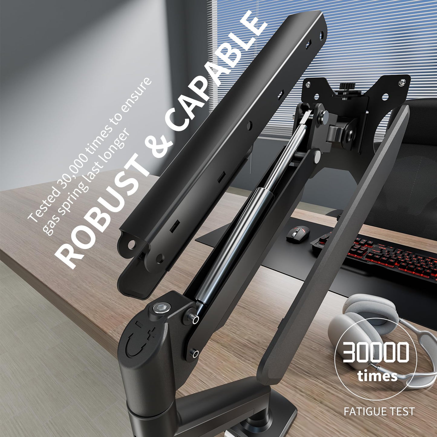 Single Monitor Arm Desk Mount?Gas Spring Monitors Arm for 17-32 inch Screens,Adjustable Computer Monitors Stand up to 4.4 to 19.8 lbs,Vesa Mount