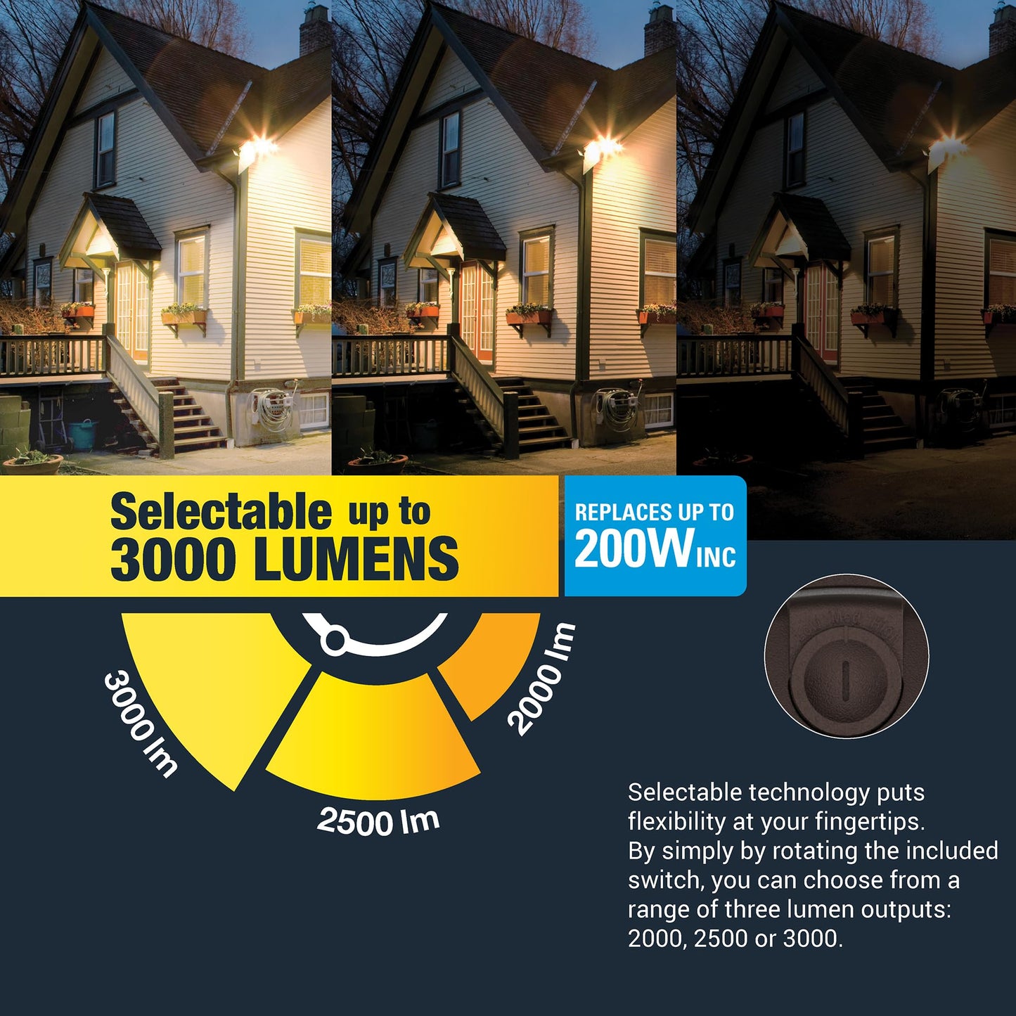 HALO TGS LED Outdoor Security LED Flood Light with Motion Sensing, Lumen Select, and Dusk-to-Dawn - Bronze - TGS3S403MRCB