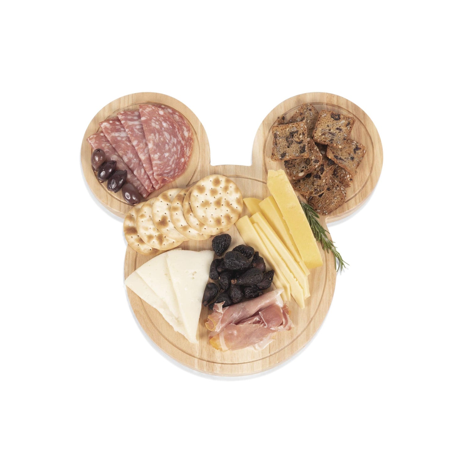 PICNIC TIME Disney Mickey Mouse Head Cheese & Charcuterie Board Set, Parawood Cutting Board with Hidden Drawer & 3 Cheese Knives, Fun Disney Gift…