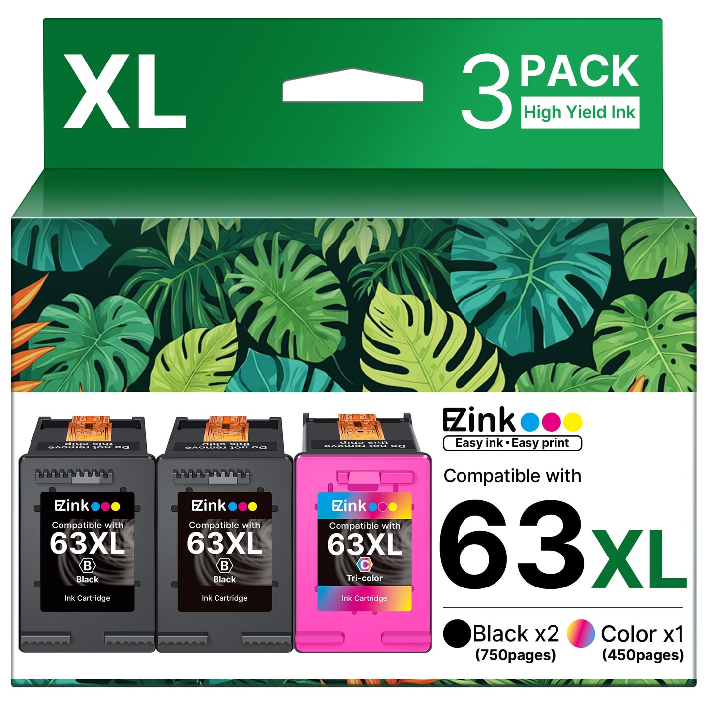 E-Z Ink Remanufactured Replacememt for 63XL Ink Cartridges Black and Color