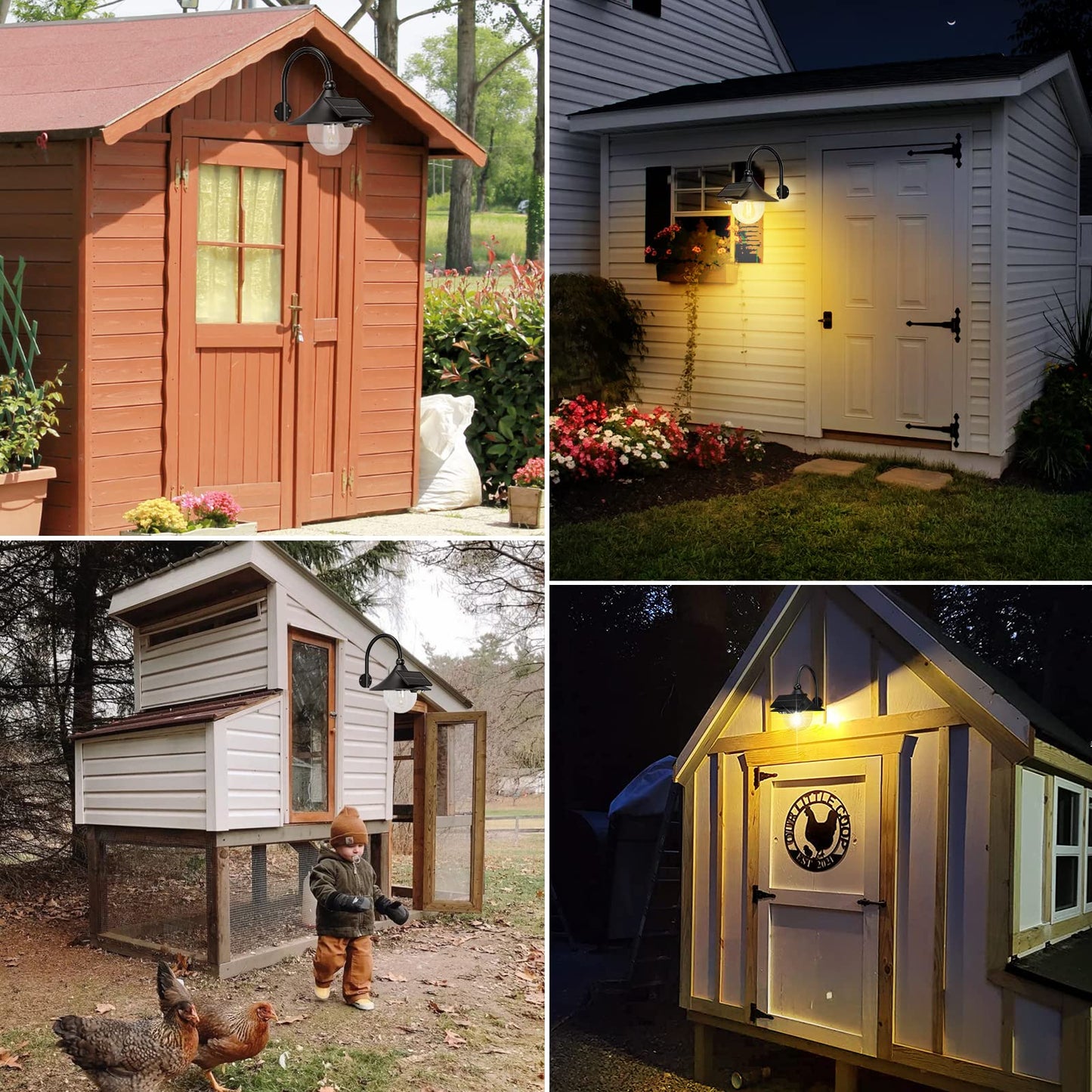 Aqonsie Solar Barn Light Outdoor with 3 Lighting Modes & Motion Sensing, Wall Mount Vintage Light, Waterproof Wall Light for Barn, Shed, Chicken coop