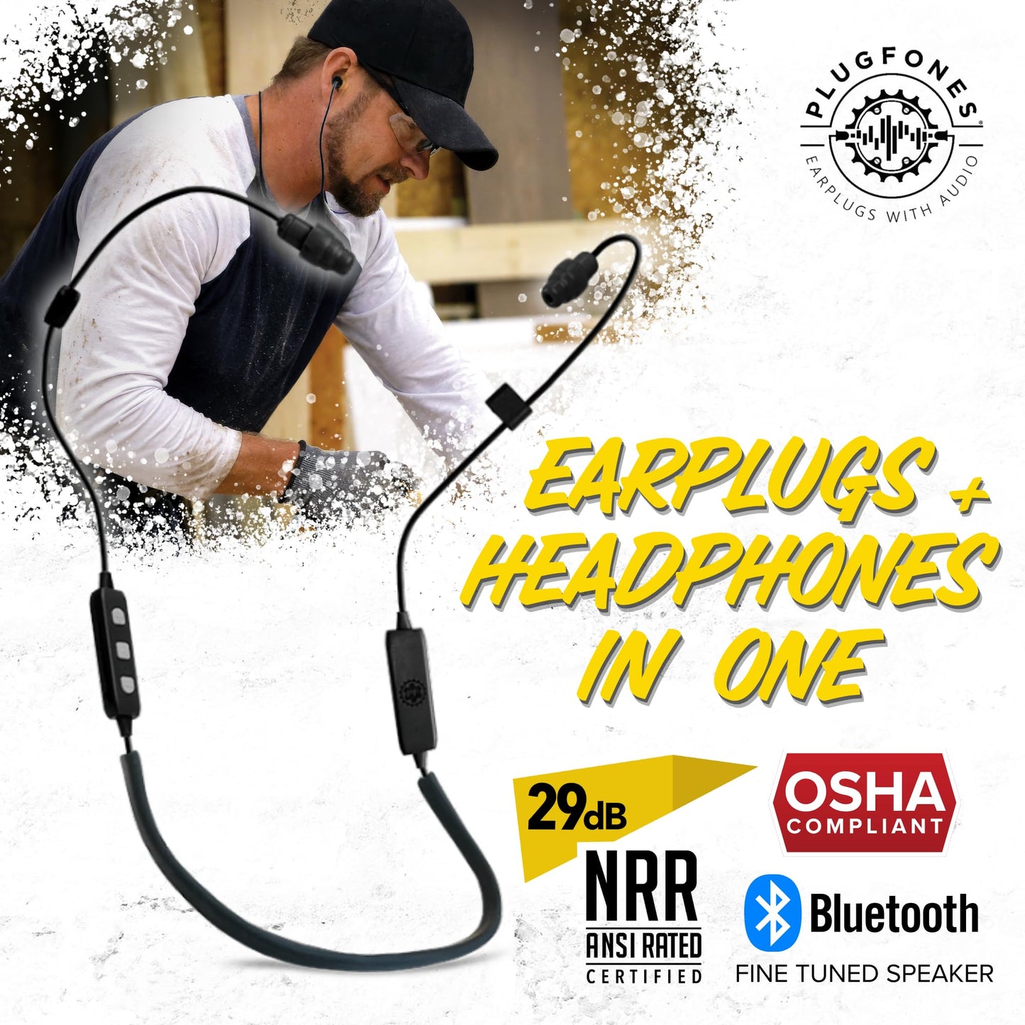 Plugfones Liberate 2.0 Bluetooth Hearing Protection Earplug Headphones