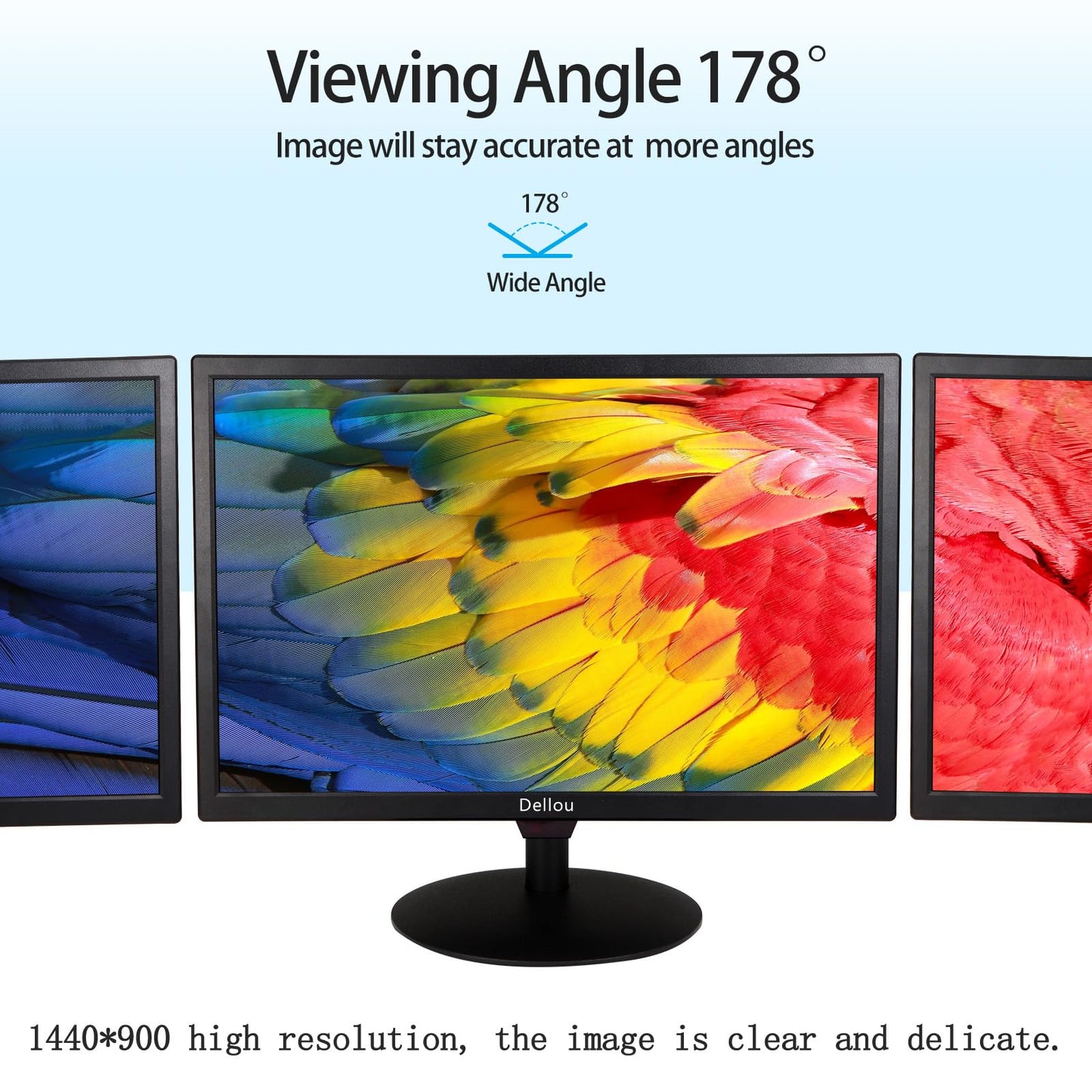 Elweyoo 19 inch Touch Screen Monitoring LCD Display Security Camera Monitor Multi-Function Interface HDMI, AV, BNC, VGA, USB, PC Input CCTV Computer
