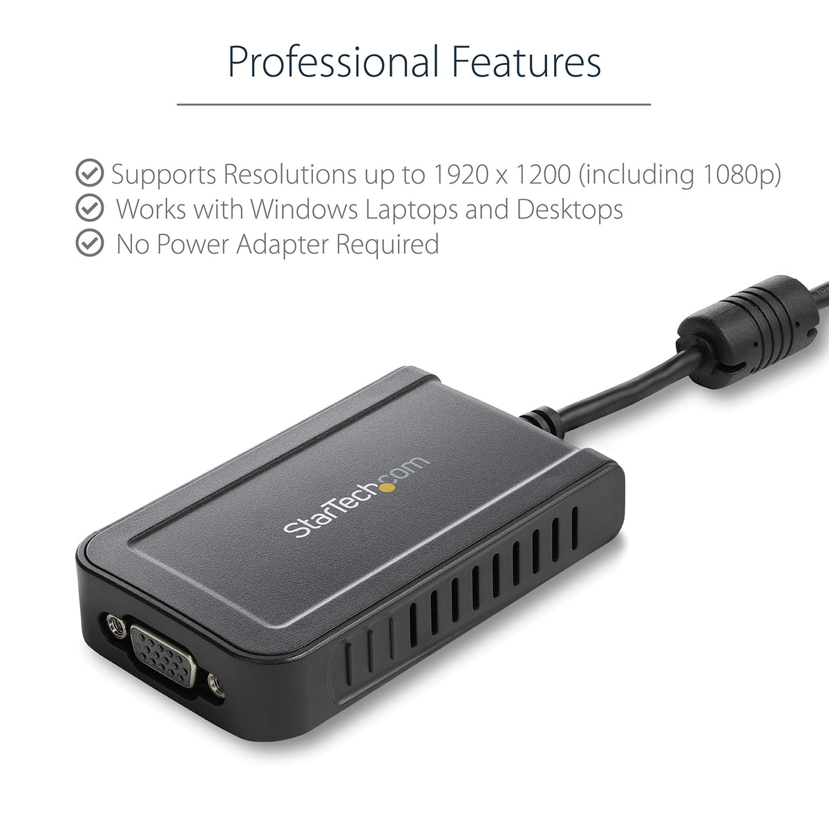 StarTech USB-A 2.0 to VGA Adapter, 1080p, TAA, USB powered (USB2VGAE3)