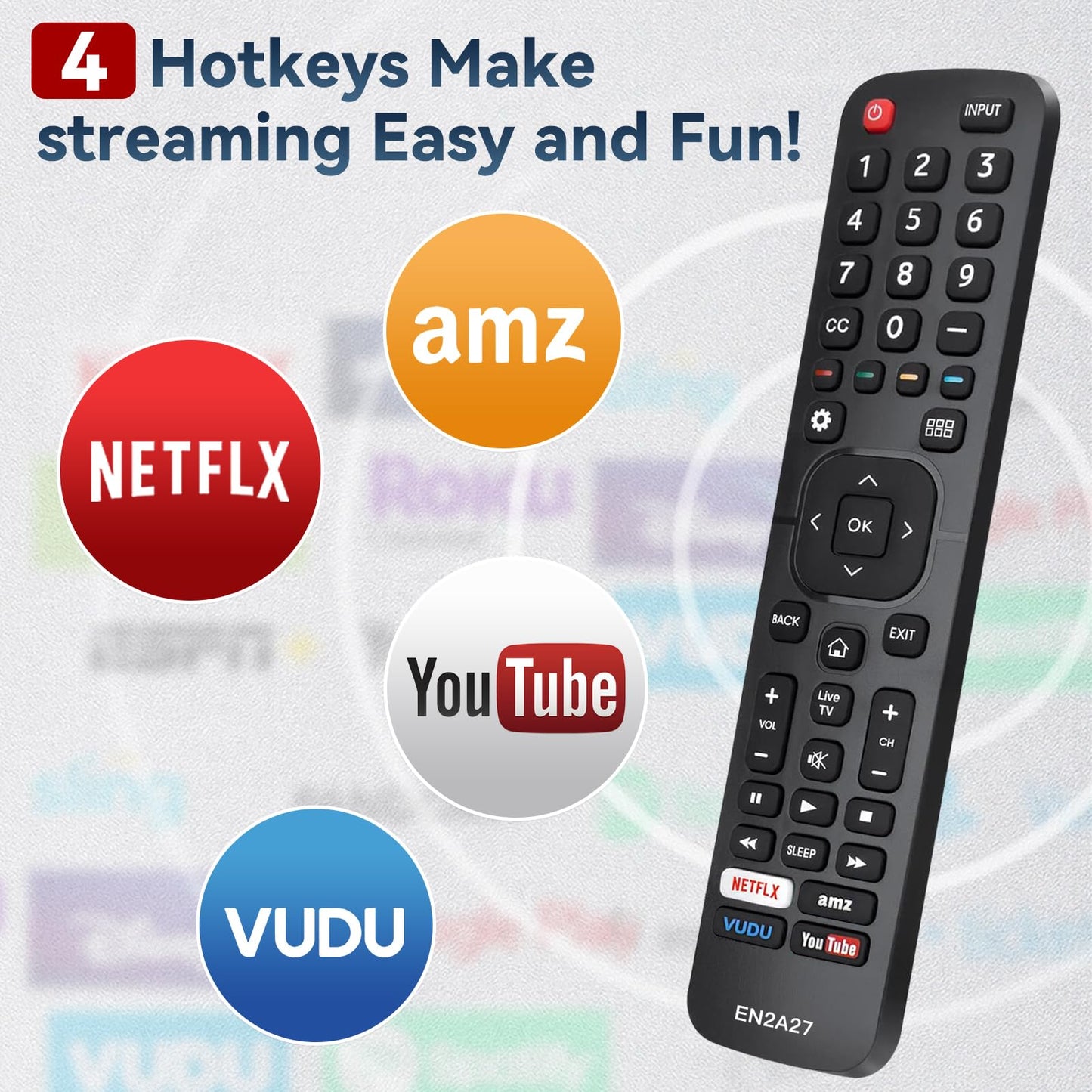New Replacement Universal Sharp aquos TV Remote Control EN2A27 Compatible with Sharp Hisense Remote Control LCD LED HDTV Smart TV Remote Control