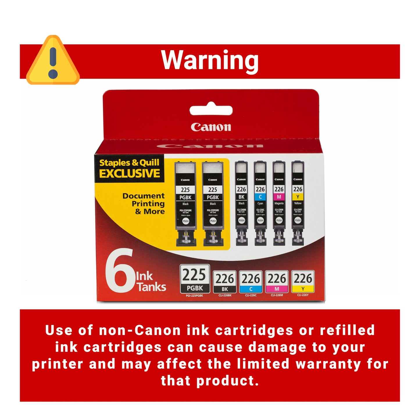 Canon PGI-225/CLI-226 Genuine Six Color Value Pack, Compatible with iP4820, iP4920, iX6520, MG5120, MG5220, MG5320, MG6120, MG6220, MG8120, MG8220