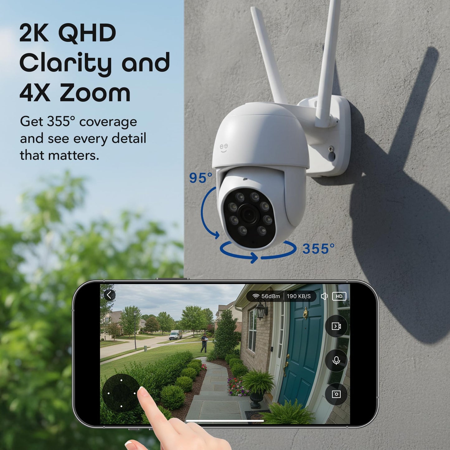 Geeni Lookout 2K Outdoor Auto-Follow Security Camera - Outdoor Security Camera, Weather Resistant with Pan-Tilt, Motion Tracking, Dual-Band Wi-Fi