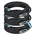 Maximm HDMI Cable 4K Ultra HD 15 Foot (3 Pack) Nylon Braided HDMI 2.0 Cable, High Speed 18Gbps 4K60Hz HDR, 3D, 2160p, 1080p, HDCP 2.2, ARC, HDMI