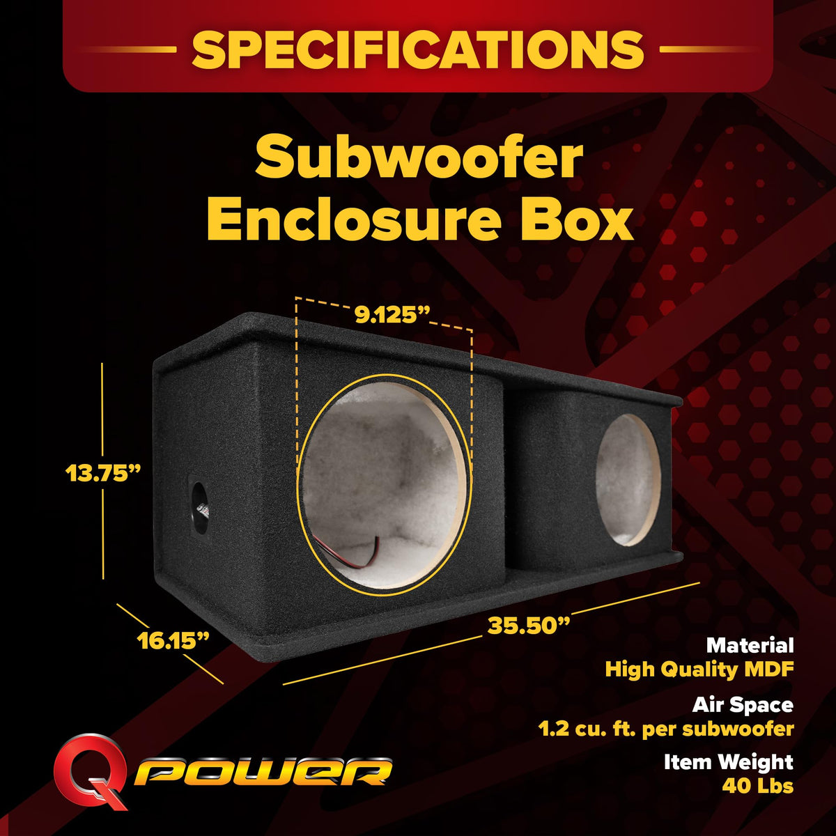 QPower HP210V Dual 10-Inch Horn-Ported Subwoofer Box