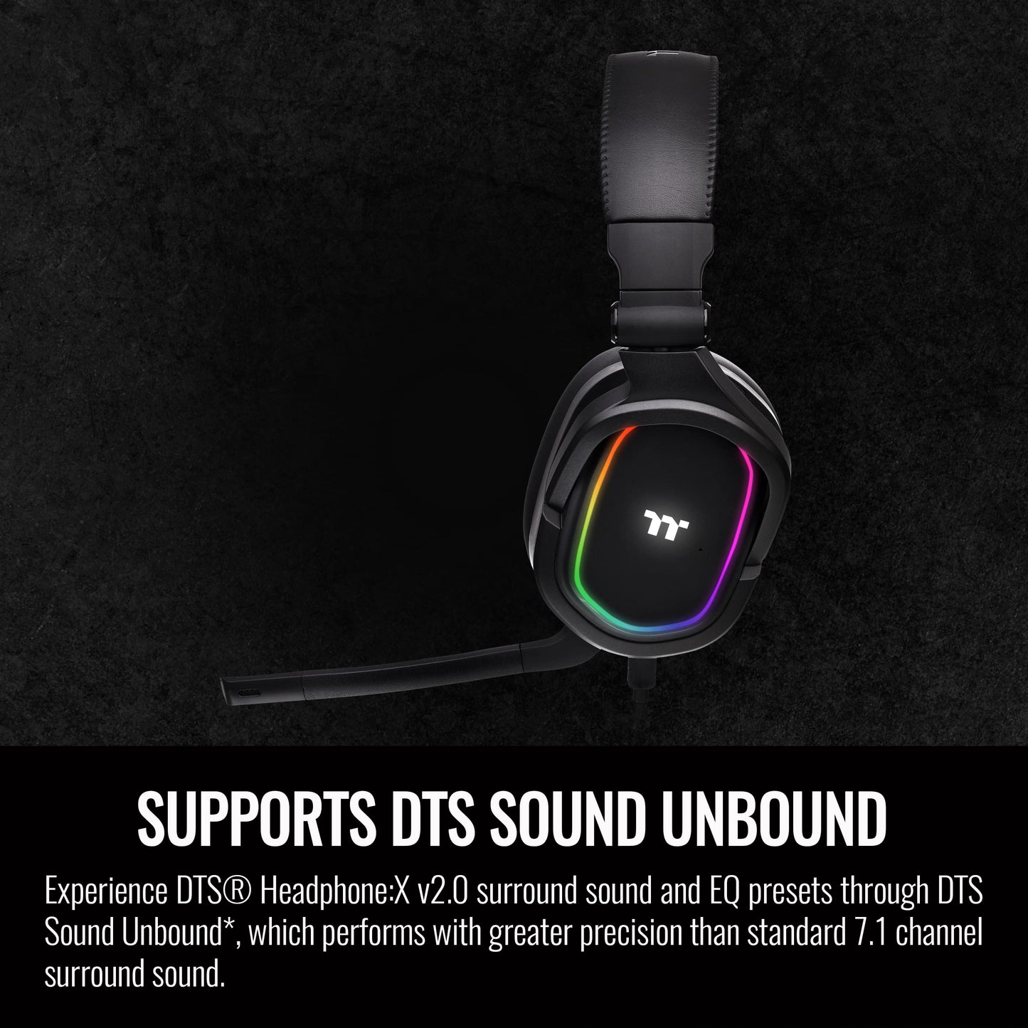 Thermaltake Argent H5 RGB 7.1 Surround Gaming Headset, 50mm Hi-Res Drivers, Compatible with PC, Xbox One, PS4, Mac, Mobile and Nintendo Switch, Black