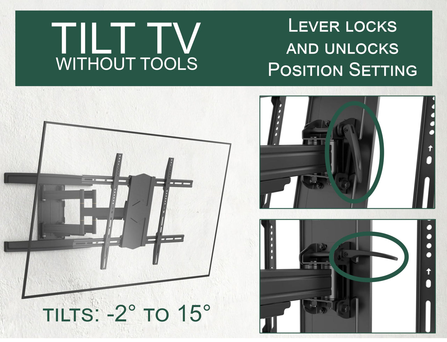 ynVISION.DESIGN Heavy Duty TV Wall Mount for 65-100” TVs, XXL Full Motion Bracket Extends 31.5”, Tilt Swivel Leveling, 154 lbs Capacity, Max VESA