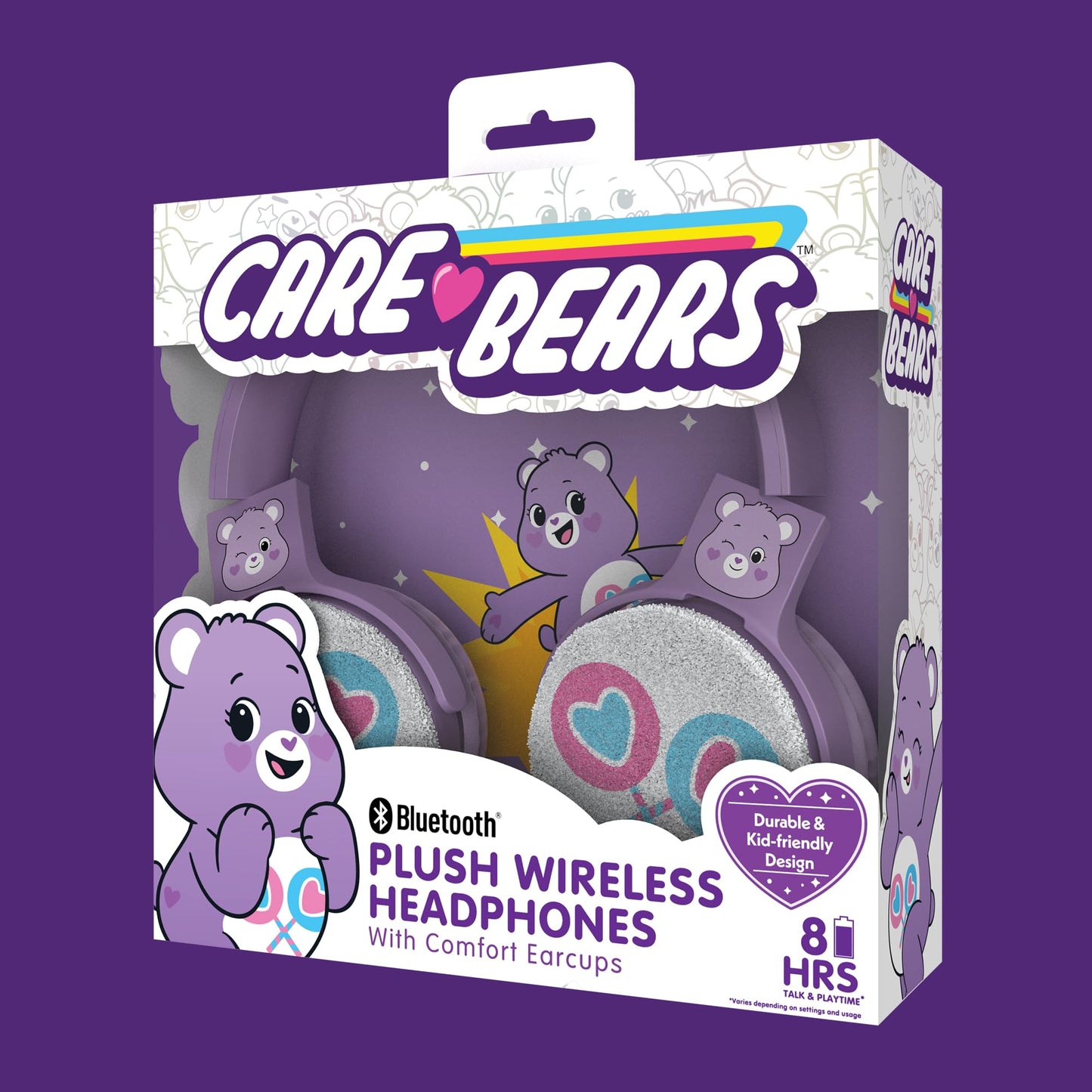 Care Bears Plush Wireless Headphones - Bluetooth, Kid-Friendly, Durable Design with Comfort Ear Cups, 8 Hours Playtime