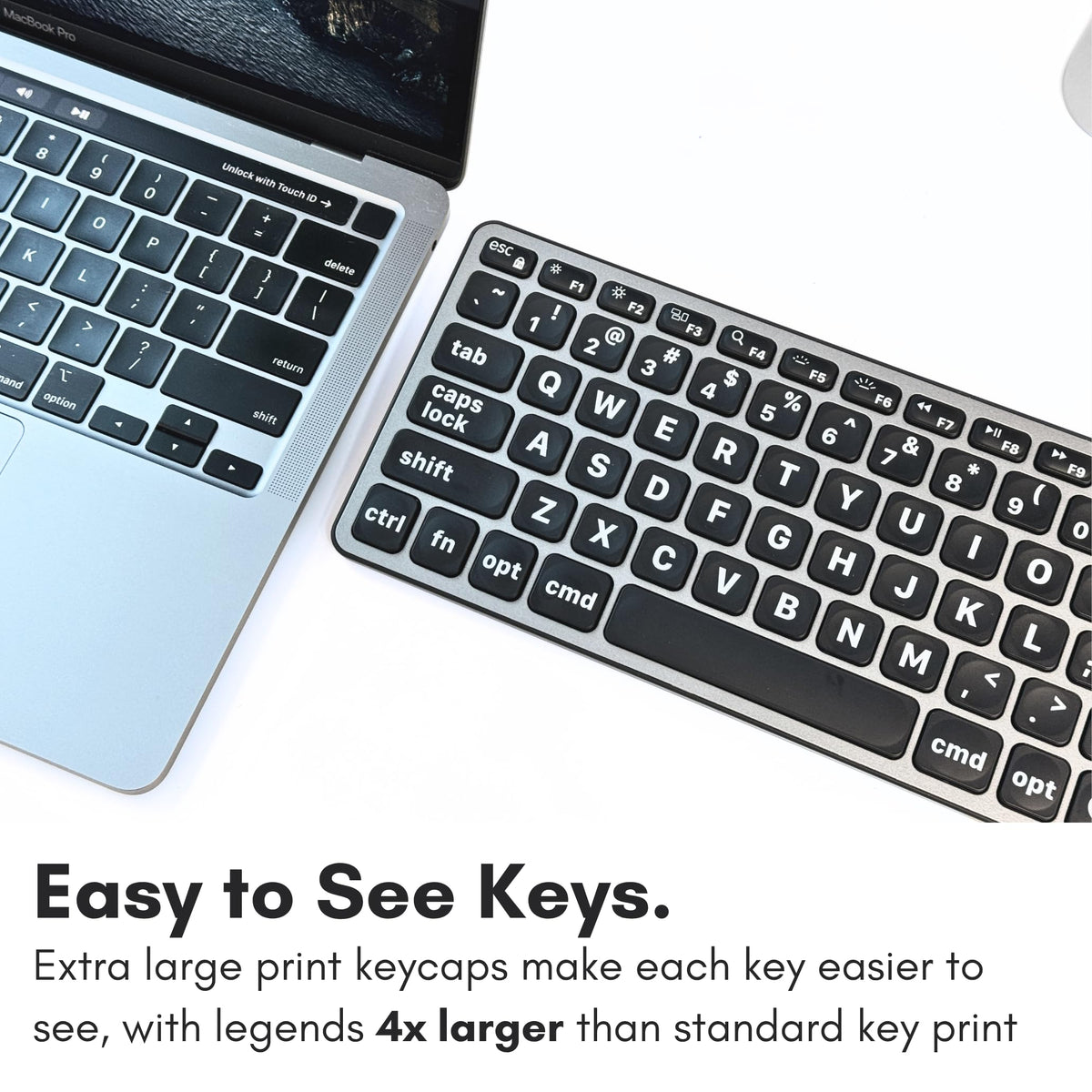 Macally Wired Keyboard for Mac (USB C + A) - Large Print and Backlit for Apple - 107 Key Full Size Large Letters USB C Keyboard for MacBook Pro/Air