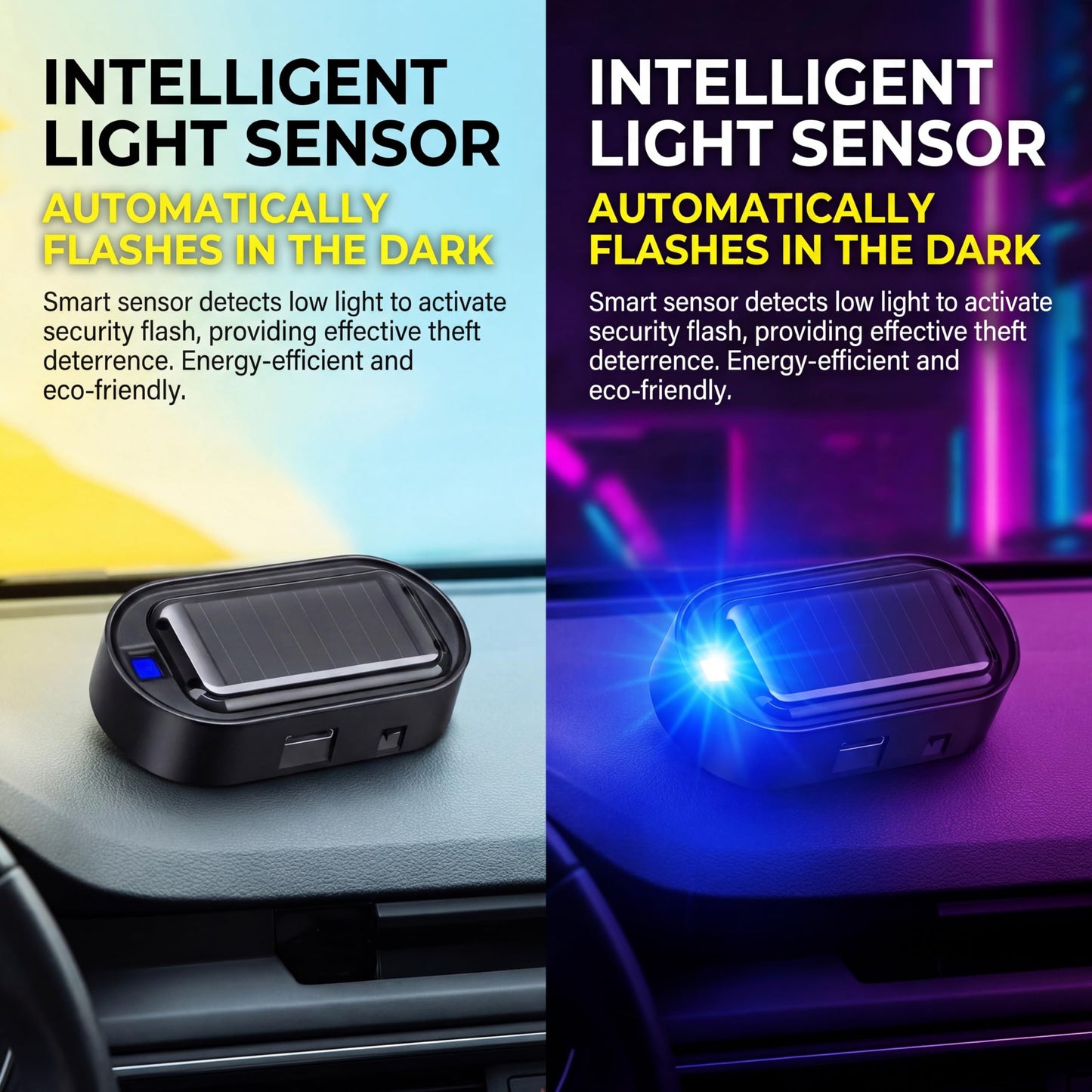 ANKIA 2PCS Solar Power Fake Car Alarm LED Light, Simulated Dummy Warning Anti-Theft LED Flashing Security Light, Car Alarm System Lamp with USB Port
