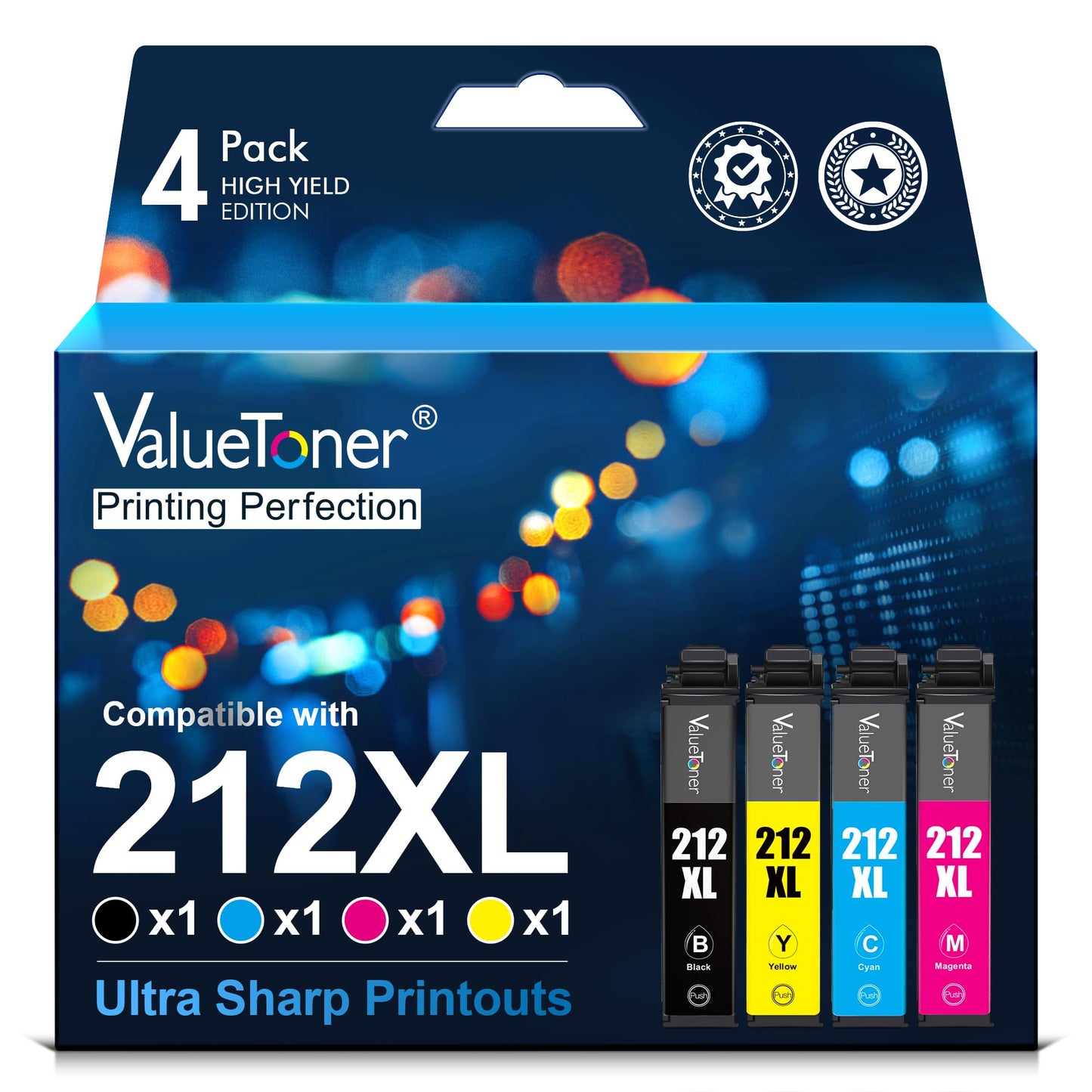 Valuetoner 212XL 212 XL Remanufactured Ink Cartridge Replacement for Epson 212XL T212 XL to use with Epson XP-4100 XP-4105 Workforce WF-2830 WF-2850