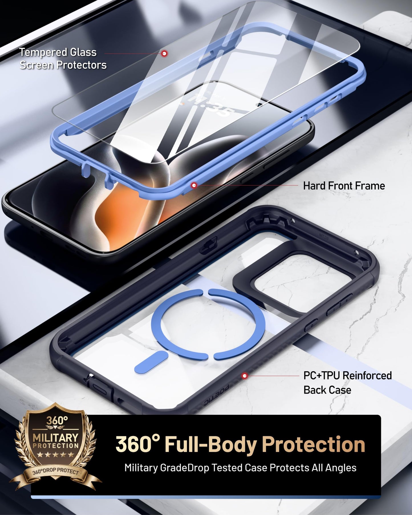 Poetic Guardian for Motorola Moto Edge 2026 Case, Fit for MagSafe | 20FT Mil-Grade Drop Tested | 1 Tempered Glass Screen Protector, Full Body