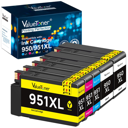 Valuetoner Compatible 950 951 Ink Cartridges Combo Pack Replacement for HP 950 XL 951 XL 950XL 951XL High Yield for Officejet Pro 8600 8610 8620 8100