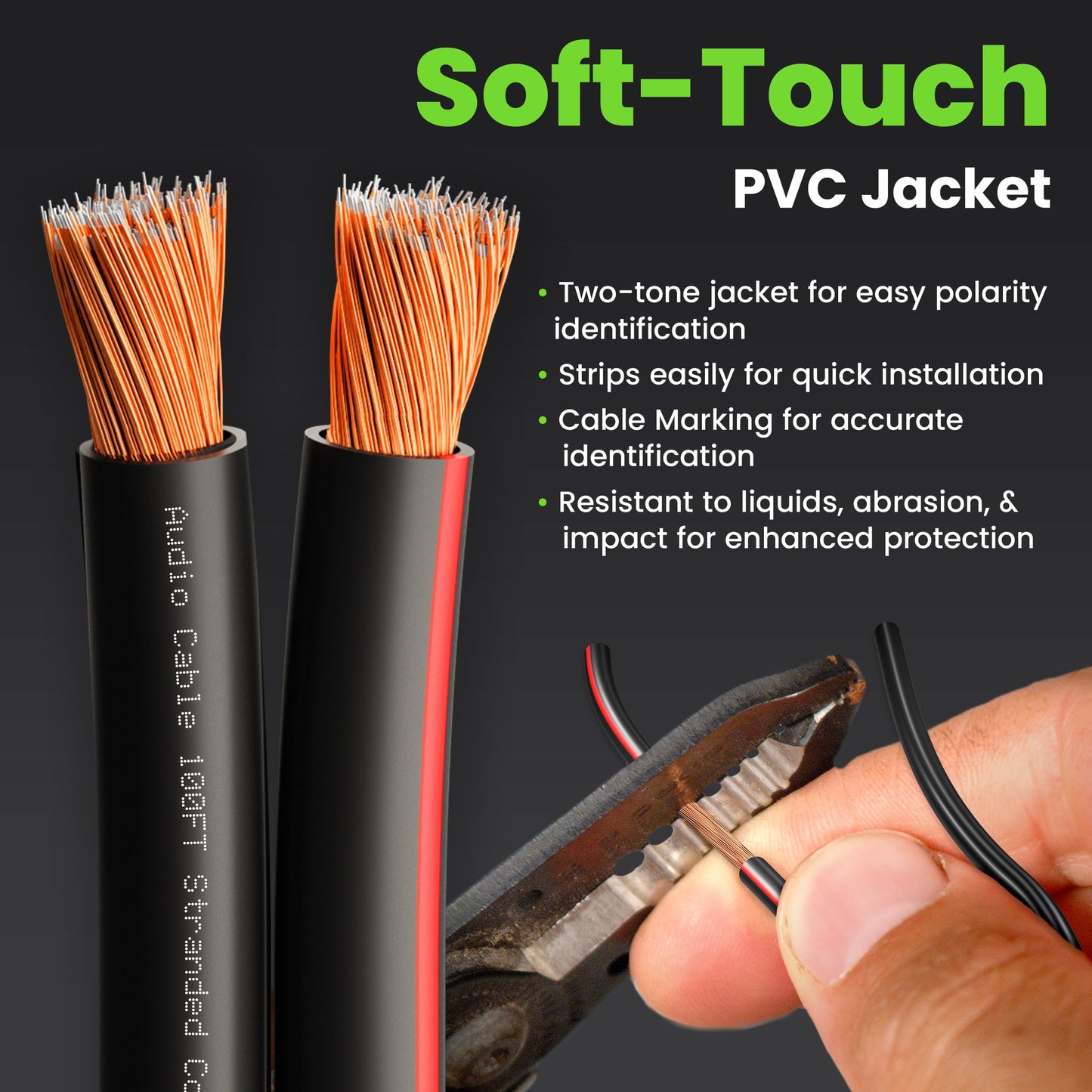 GEARit 16 Gauge Speaker Wire 500 ft,16 Gauge Wire with Foot Markers & Polarity Markings,Flexible Speaker Cable for Car Audio & Home Theater