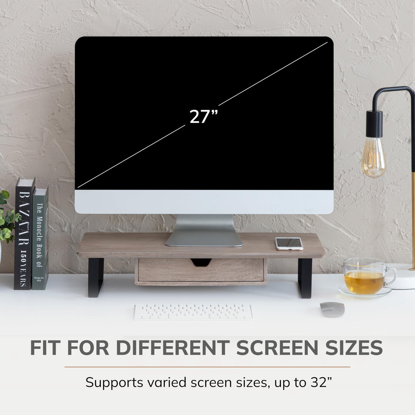 Anji Mountain Monitor Stand - Desktop Organizer & Laptop Riser, Ergonomic Monitor Riser, Space-Saving Monitor Stand for Desk, Durable Construction