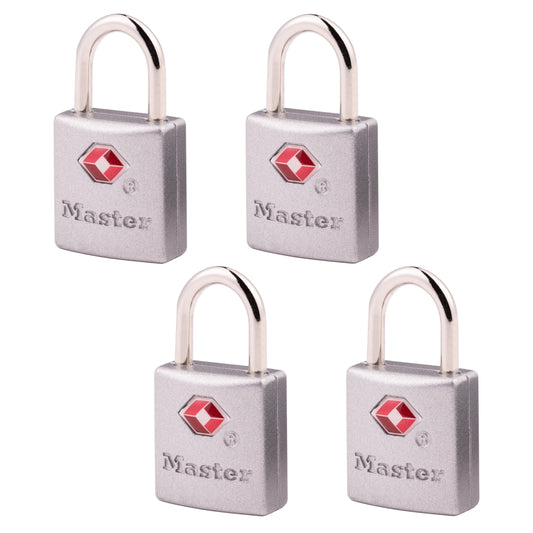Master Lock Brass TSA Locks for Luggage with Key, TSA Approved Keyed Padlock for Backpacks, Suitcases, and Luggage, Zipper Lock, 4 Pack, 4683Q