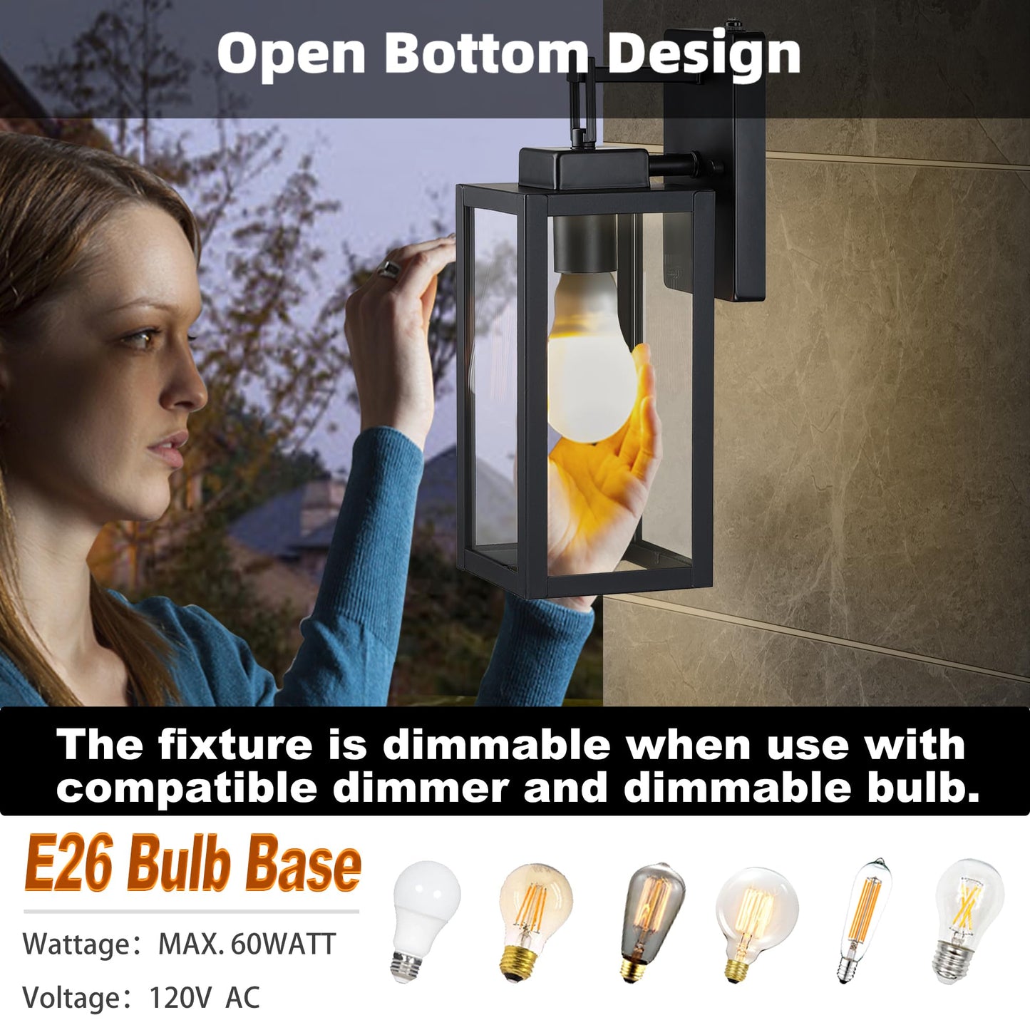 2 Pack 12 Inch Outdoor Wall Lights Dusk to Dawn,Exterior Sconce Lights with Sensor Photocell Black Wall Lantern for Porch Patio Garage Dusk to Dawn